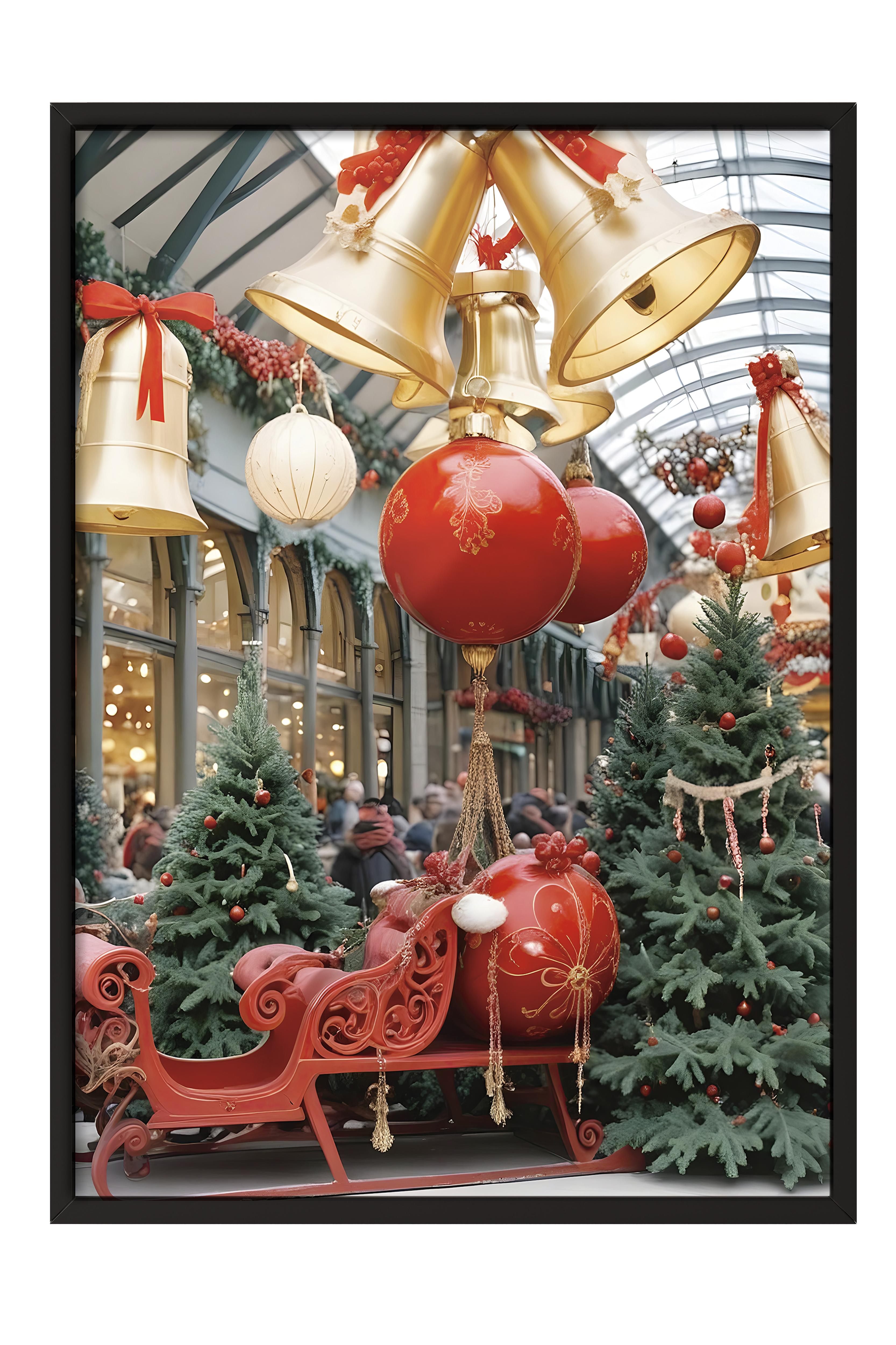 Siyah Çerçeveli Tablo, Yılbaşı Poster, Yılbaşı Dekoru,Christmas Station Comfort Serisi NO:108634