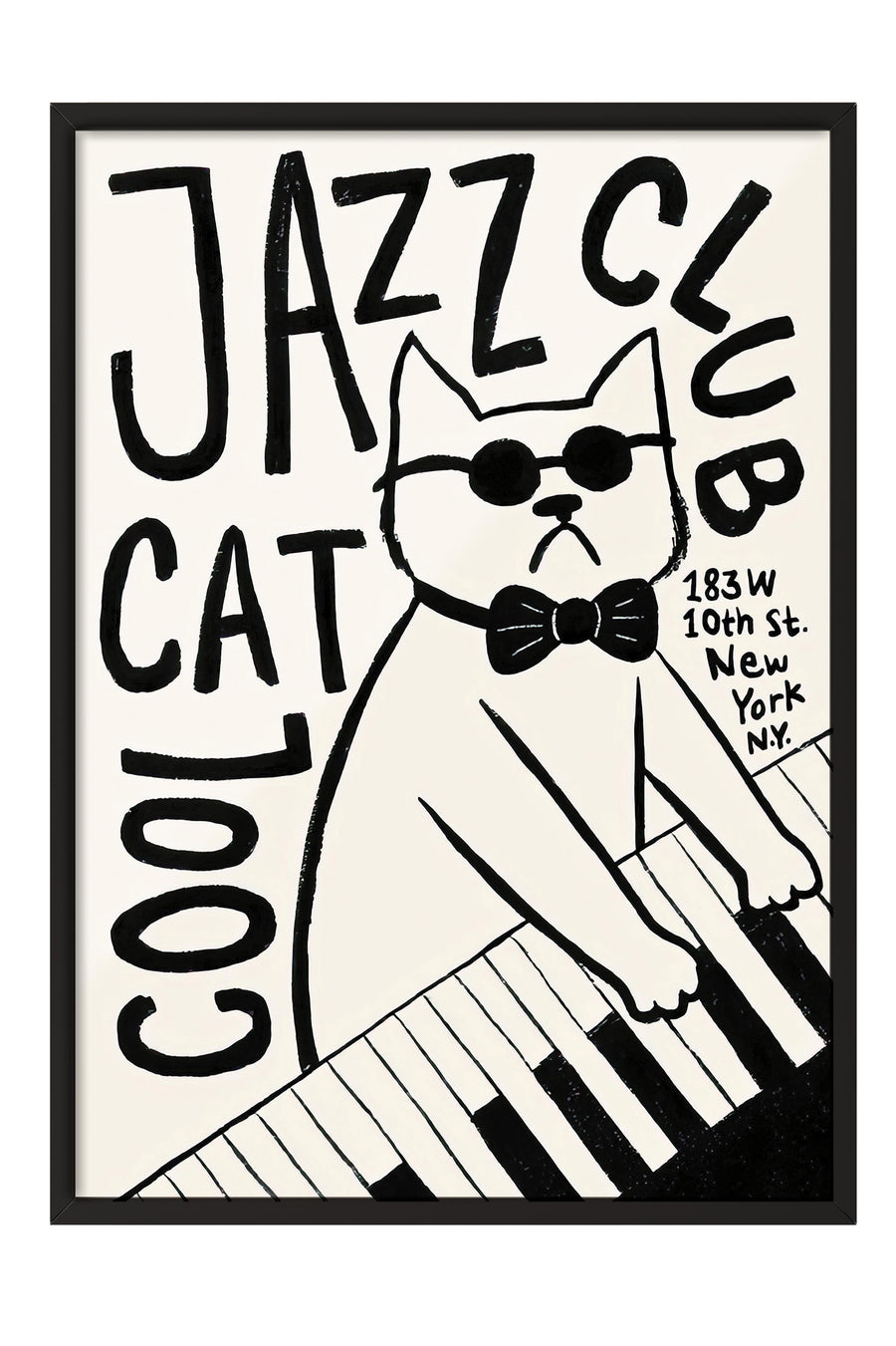 Siyah Çerçeveli Tablo, Poster ve Çerçeve Seti, Cool Cat Jazz Club Comfort Serisi NO:108688