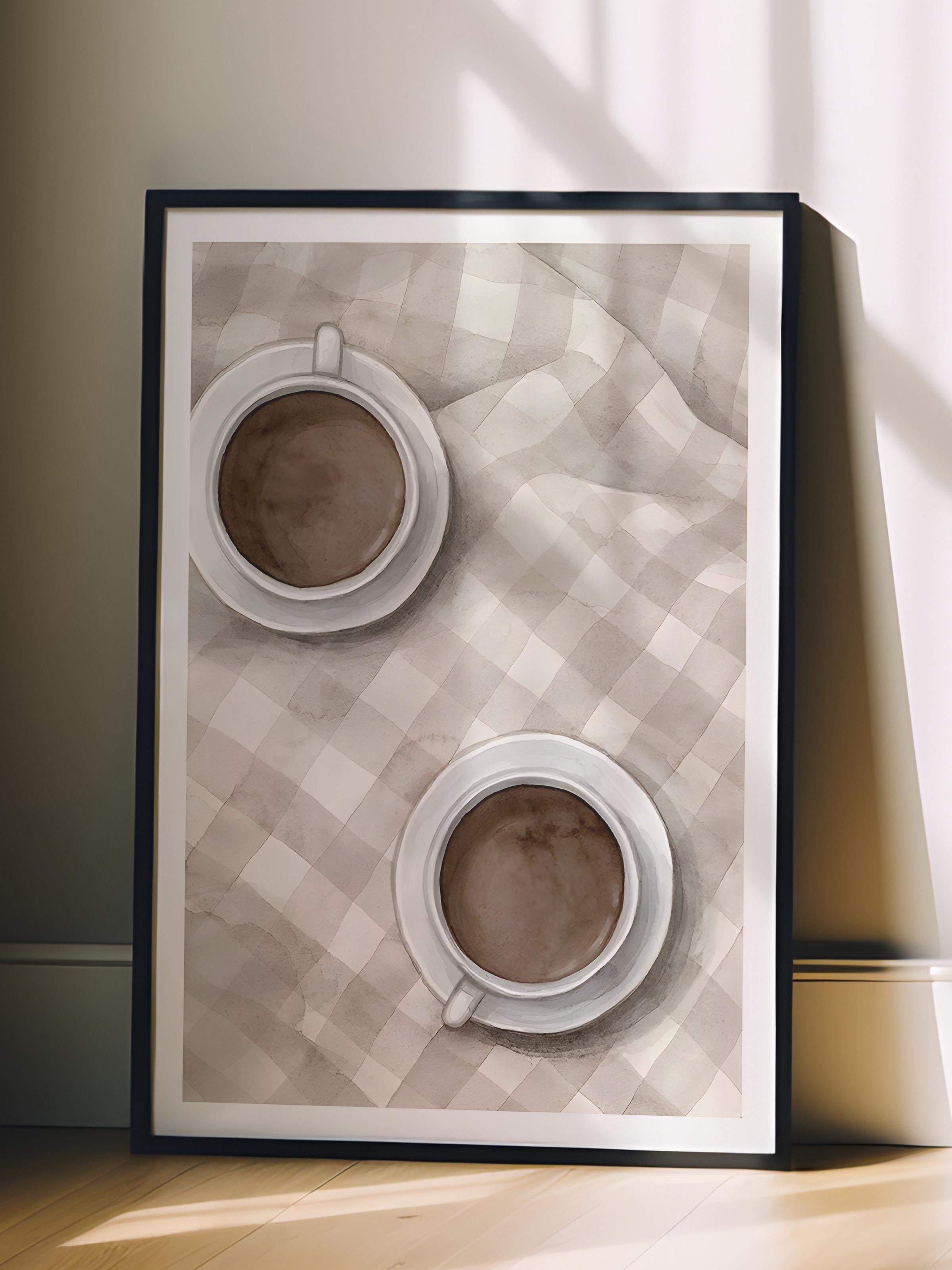 Siyah Çerçeveli Tablo, Poster ve Çerçeve Seti, Cups of Coffee Comfort Serisi NO:108581