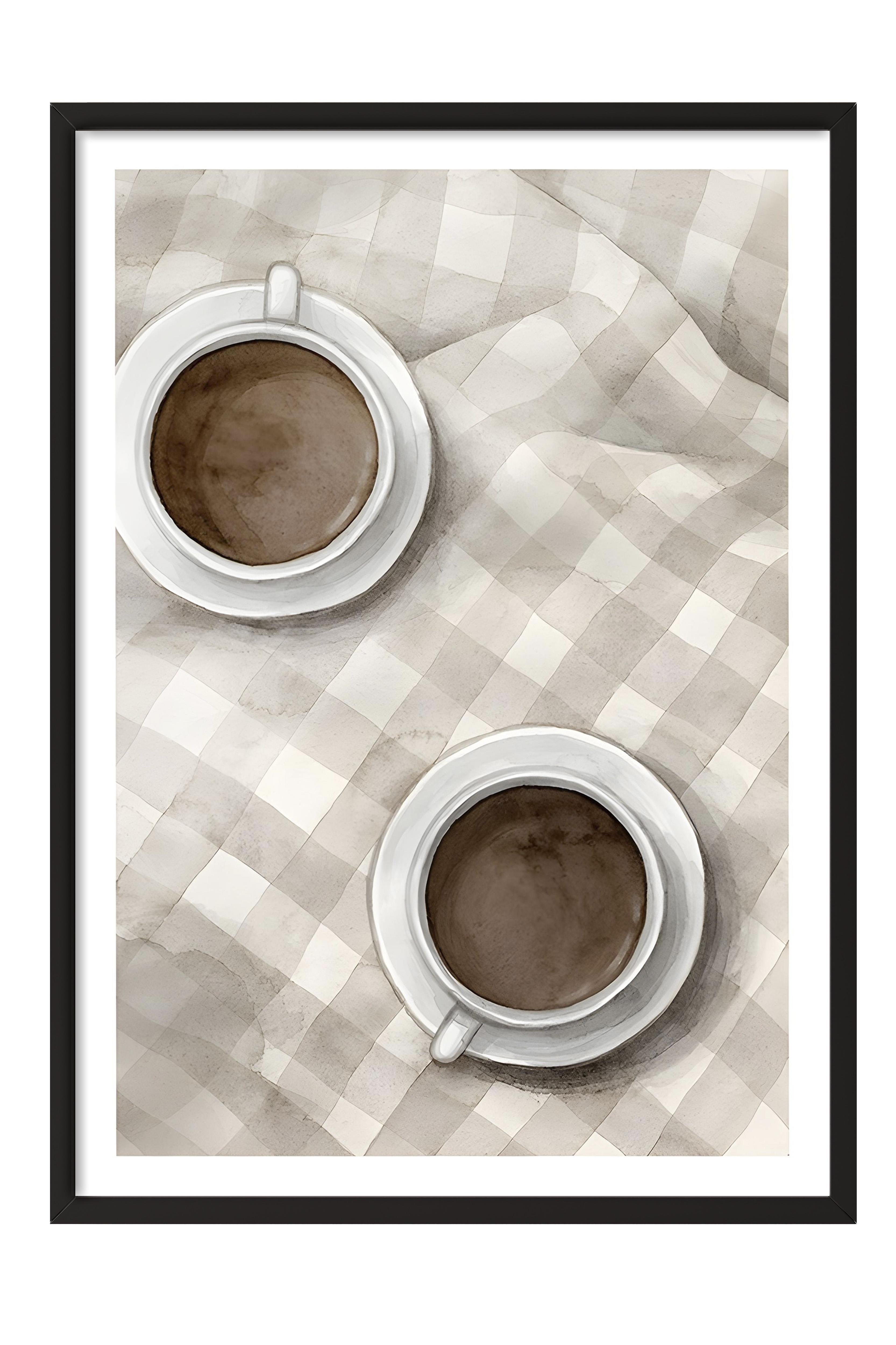 Siyah Çerçeveli Tablo, Poster ve Çerçeve Seti, Cups of Coffee Comfort Serisi NO:108581