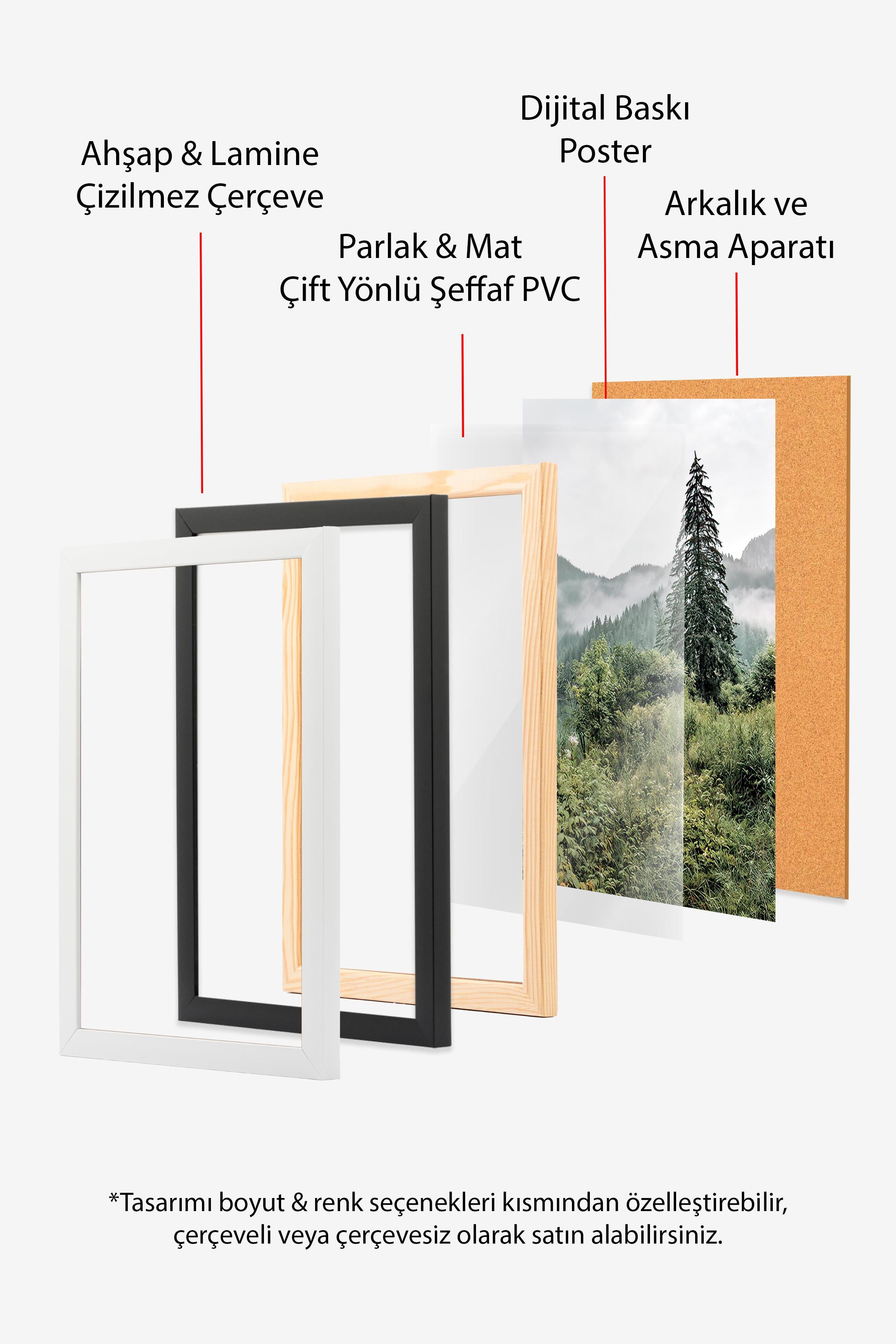 Siyah Çerçeveli Tablo, Poster ve Çerçeve Seti, Dream Comfort Serisi NO:108686