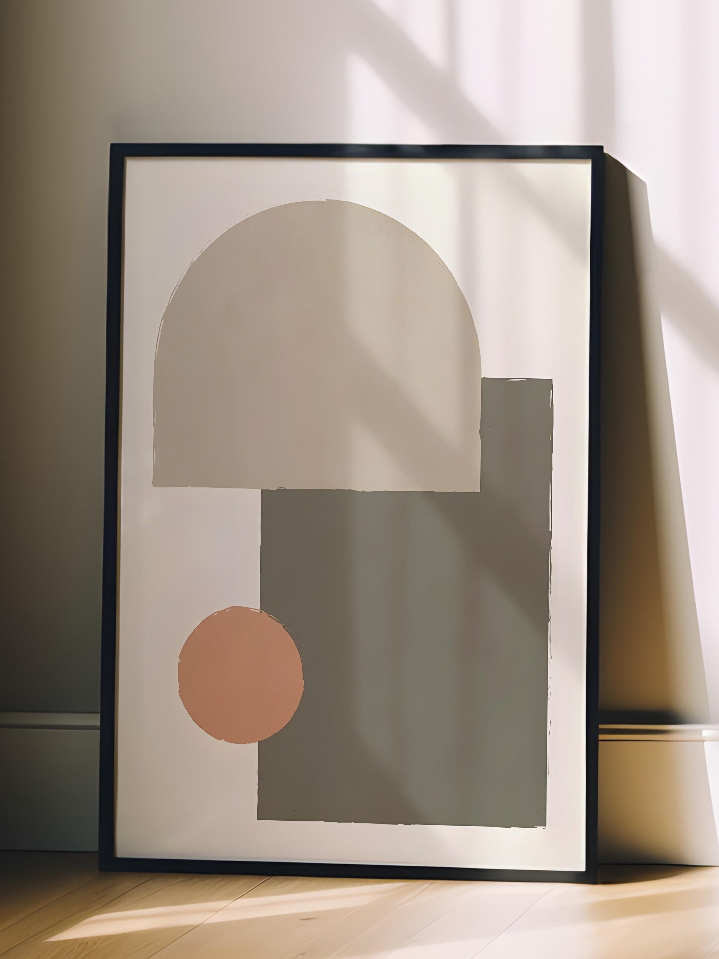 Siyah Çerçeveli Tablo, Poster ve Çerçeve Seti, Earthy Geometrics No2 Comfort Serisi NO:108587