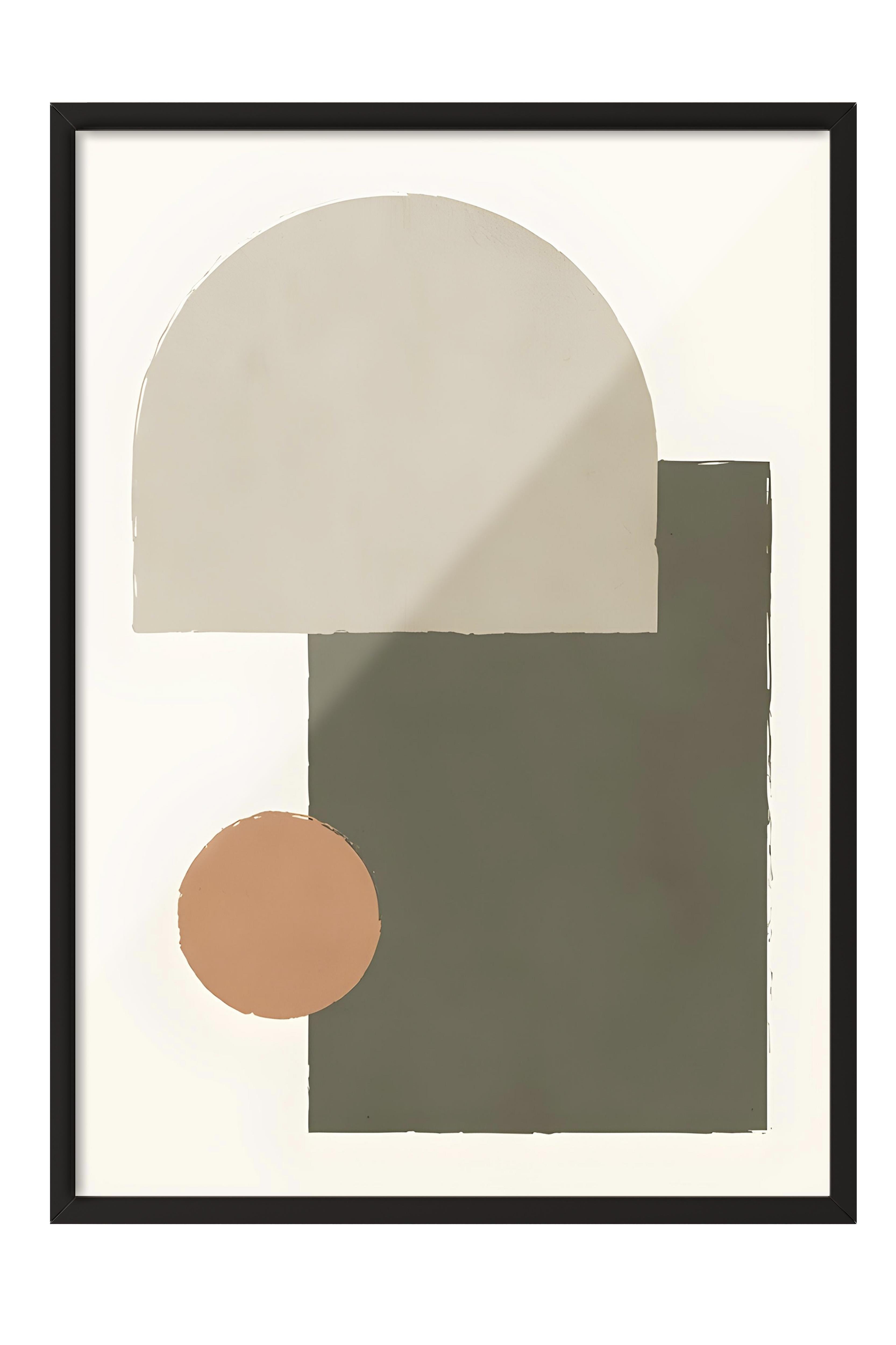 Siyah Çerçeveli Tablo, Poster ve Çerçeve Seti, Earthy Geometrics No2 Comfort Serisi NO:108587