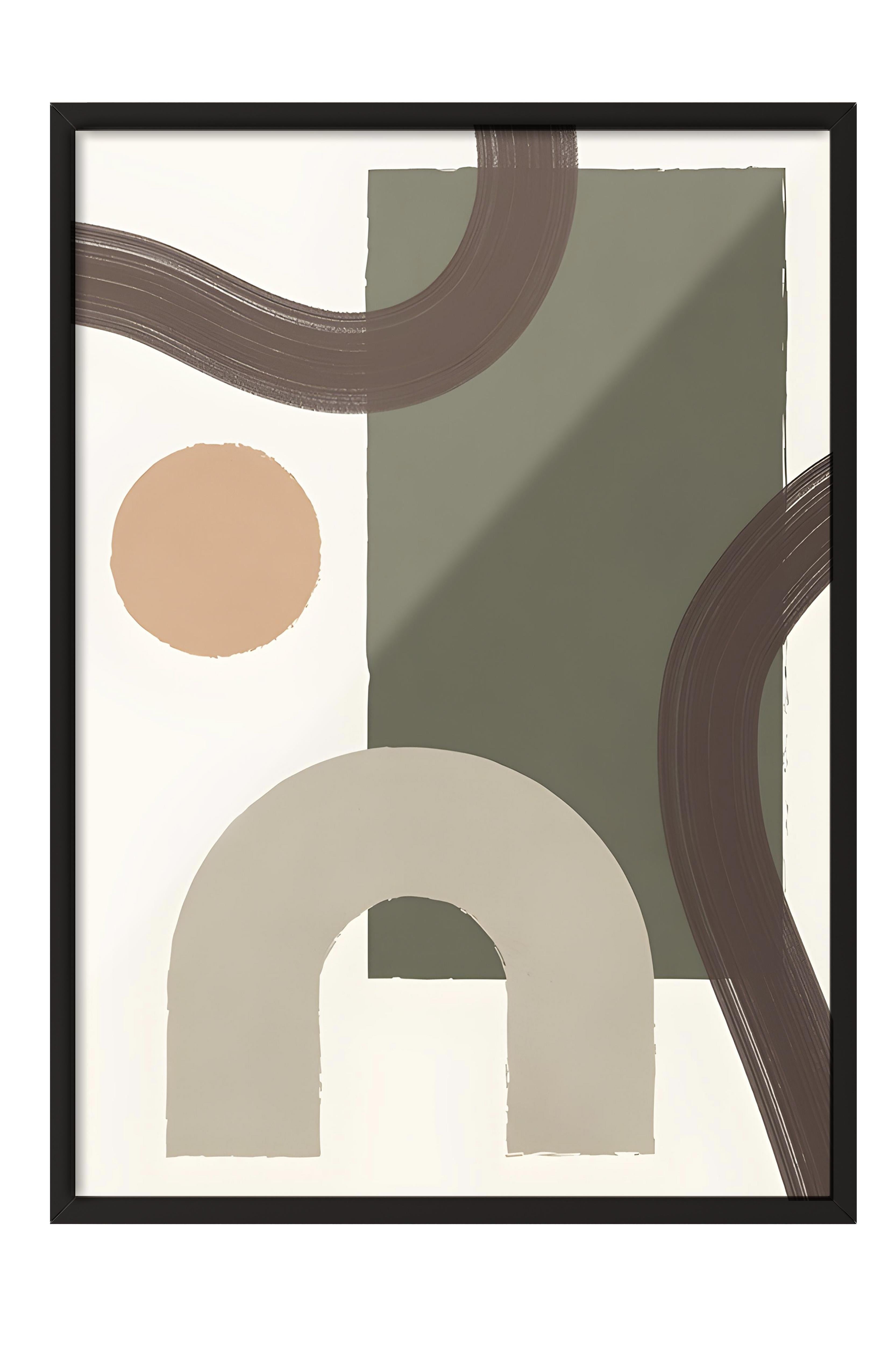Siyah Çerçeveli Tablo, Poster ve Çerçeve Seti, Earthy Geometrics No2 Comfort Serisi NO:108588