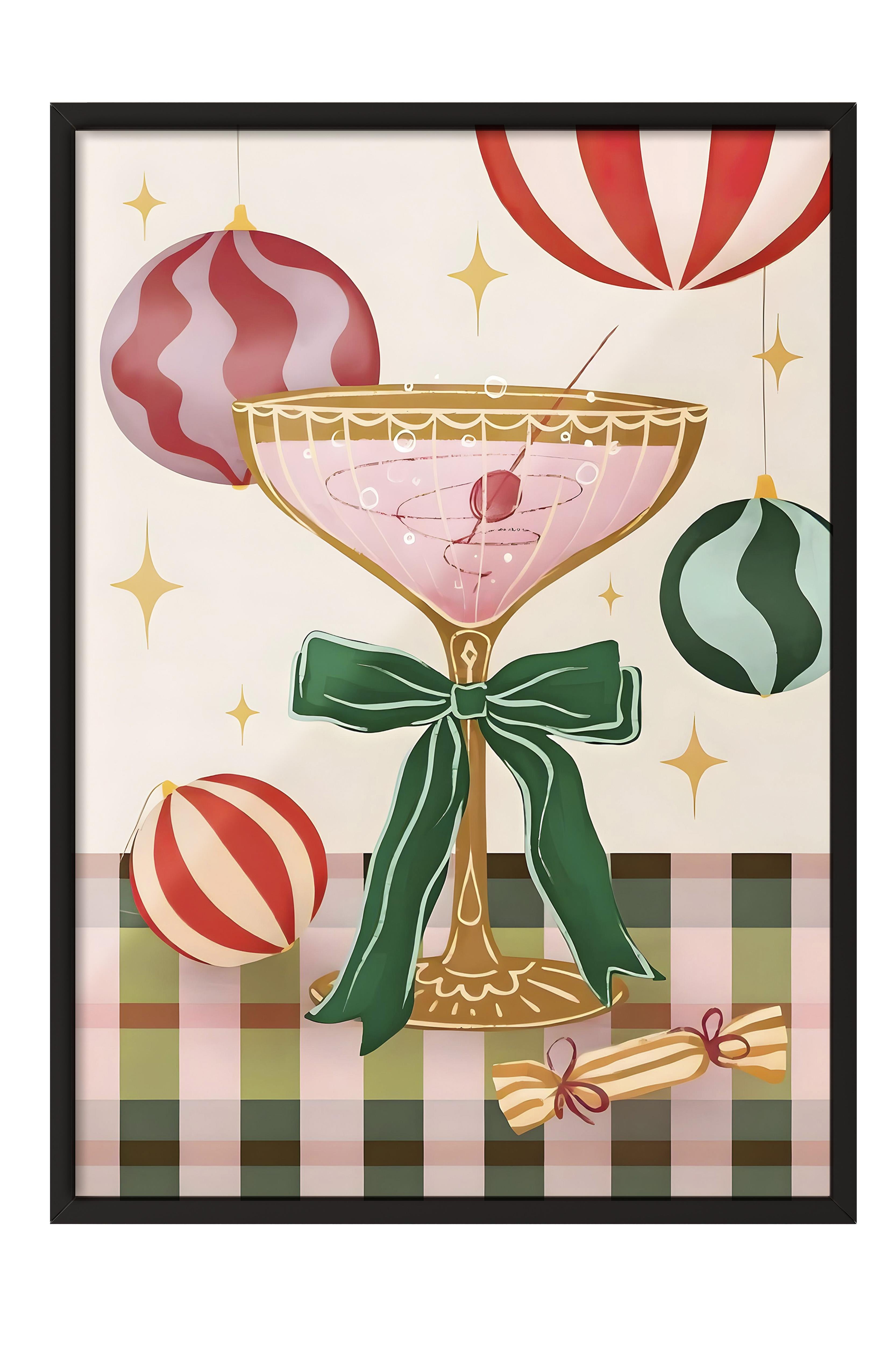 Siyah Çerçeveli Tablo, Yılbaşı Poster, Yılbaşı Dekoru,Festive Cocktail Comfort Serisi NO:108676