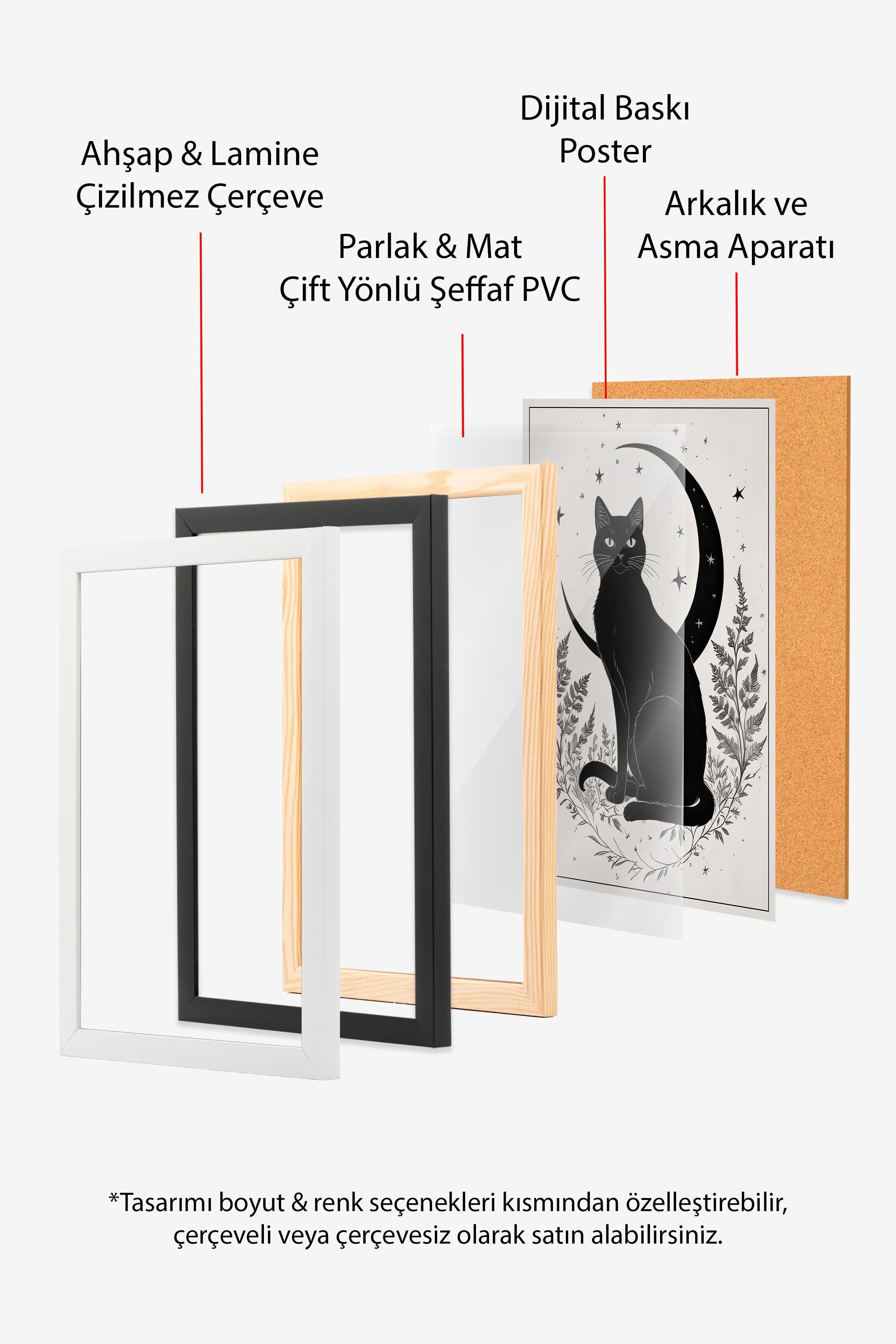 Siyah Çerçeveli Tablo, Yılbaşı Poster, Yılbaşı Dekoru,Graphic Christmas Comfort Serisi NO:108649