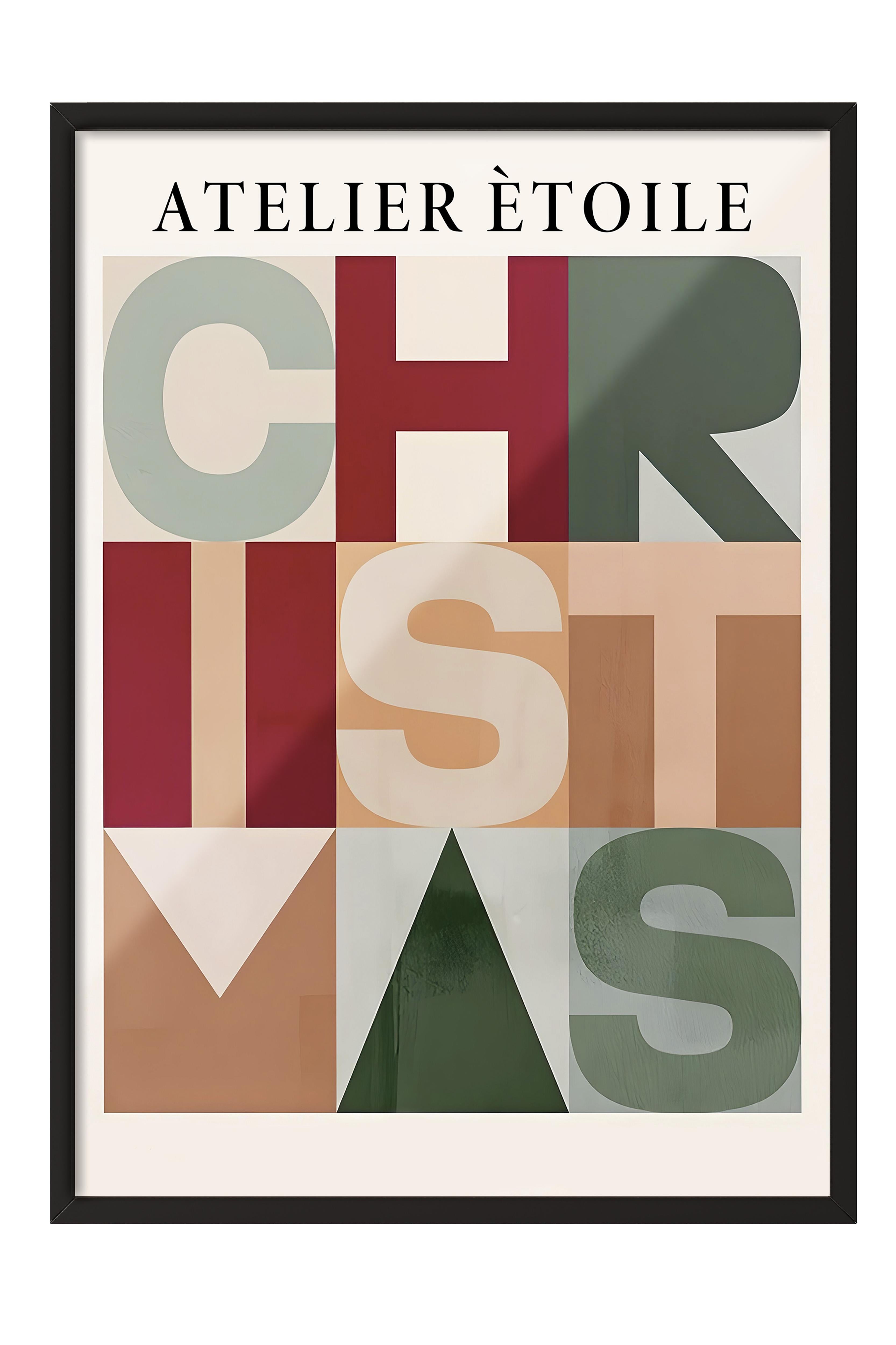 Siyah Çerçeveli Tablo, Yılbaşı Poster, Yılbaşı Dekoru,Graphic Christmas Comfort Serisi NO:108649
