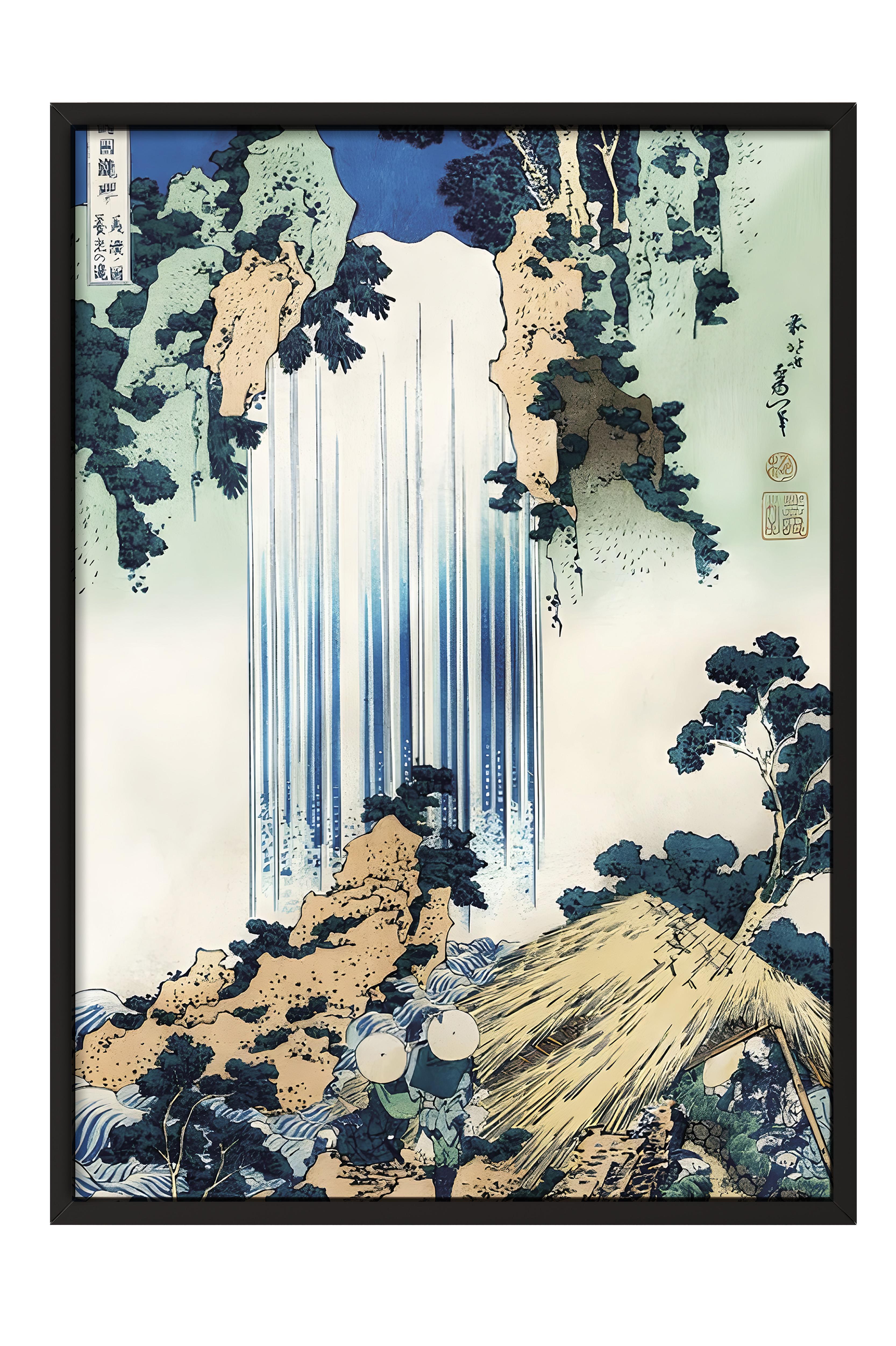 Siyah Çerçeveli Tablo, Hokusai - Yōrō Waterfall In Mino Province Comfort Serisi NO:108717