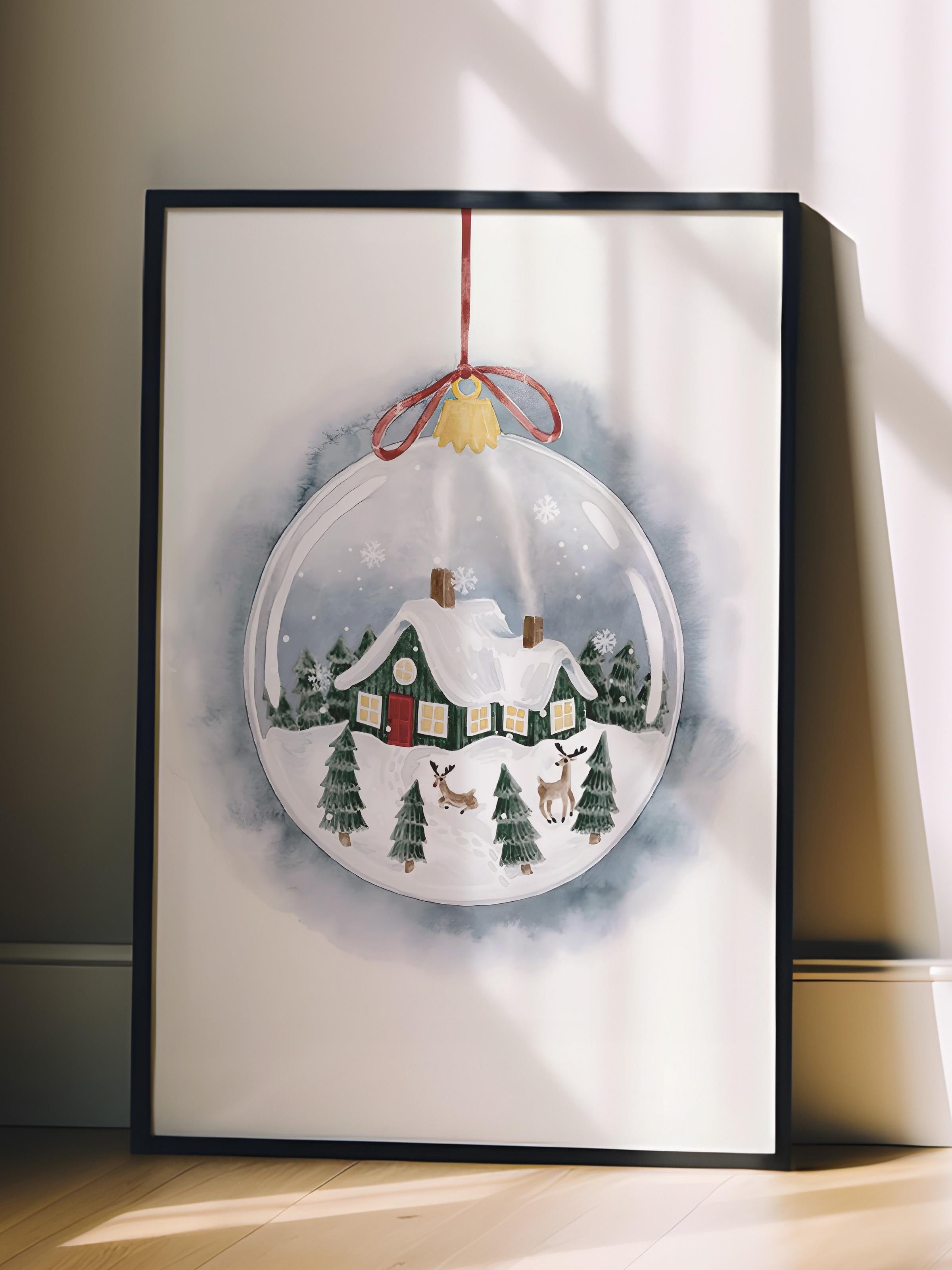 Siyah Çerçeveli Tablo, Yılbaşı Poster, Yılbaşı Dekoru,Holiday Ornament Comfort Serisi NO:108640