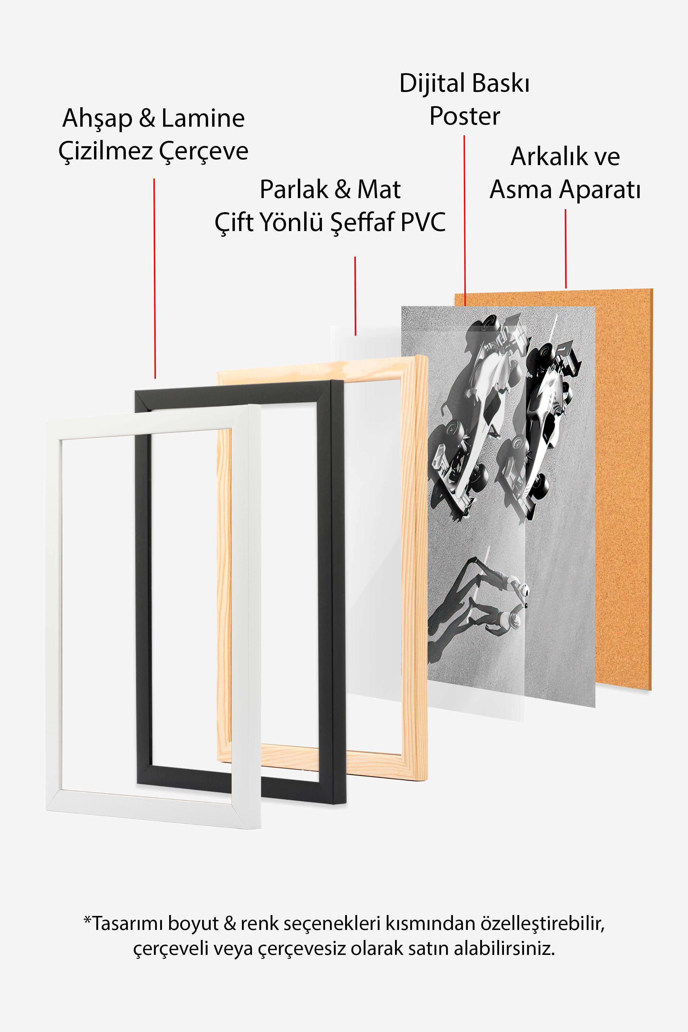 Siyah Çerçeveli Tablo, Yılbaşı Poster, Yılbaşı Dekoru,Holiday Pattern Comfort Serisi NO:108680