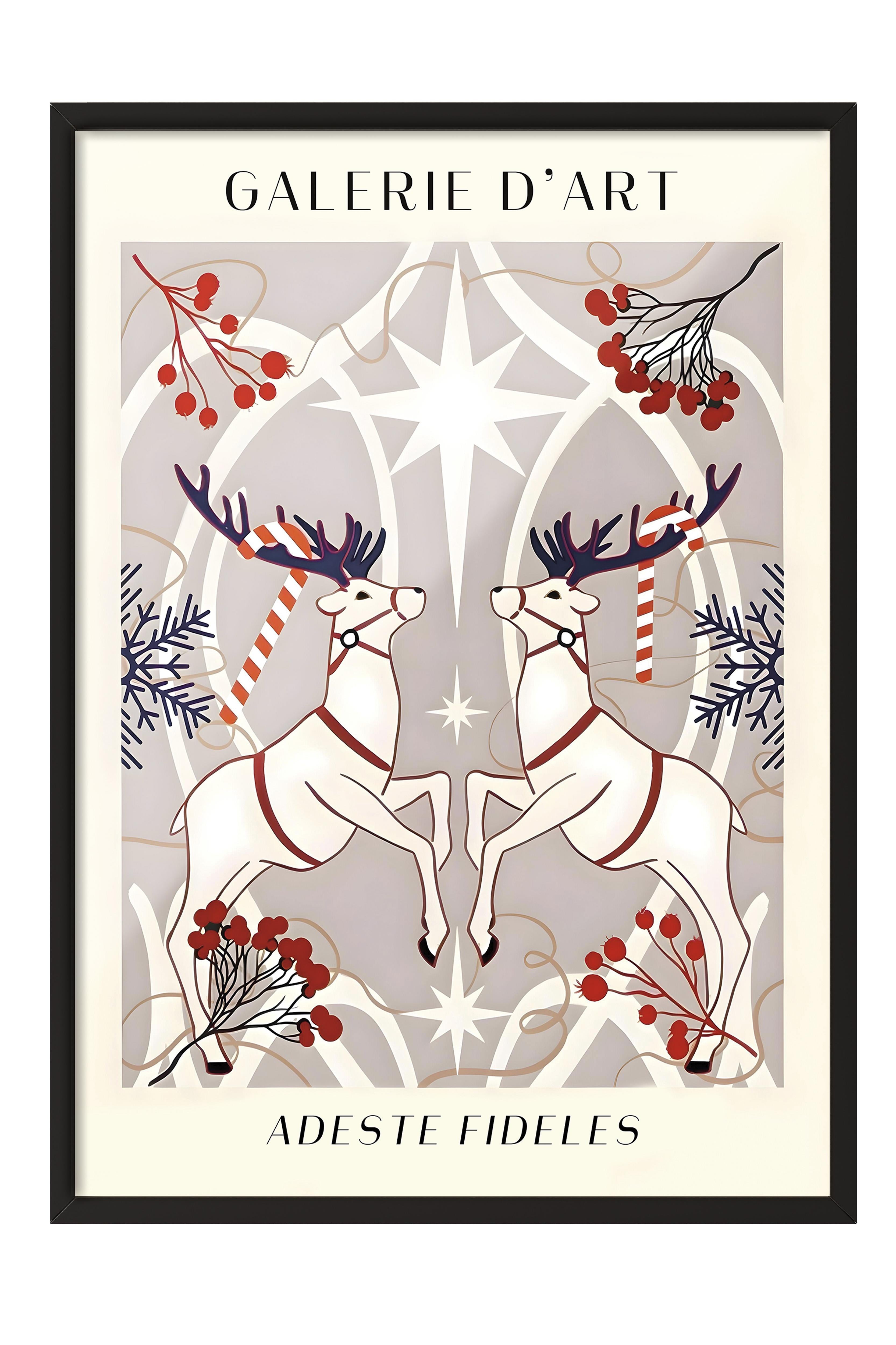 Siyah Çerçeveli Tablo, Yılbaşı Poster, Yılbaşı Dekoru,Holiday Pattern Comfort Serisi NO:108680