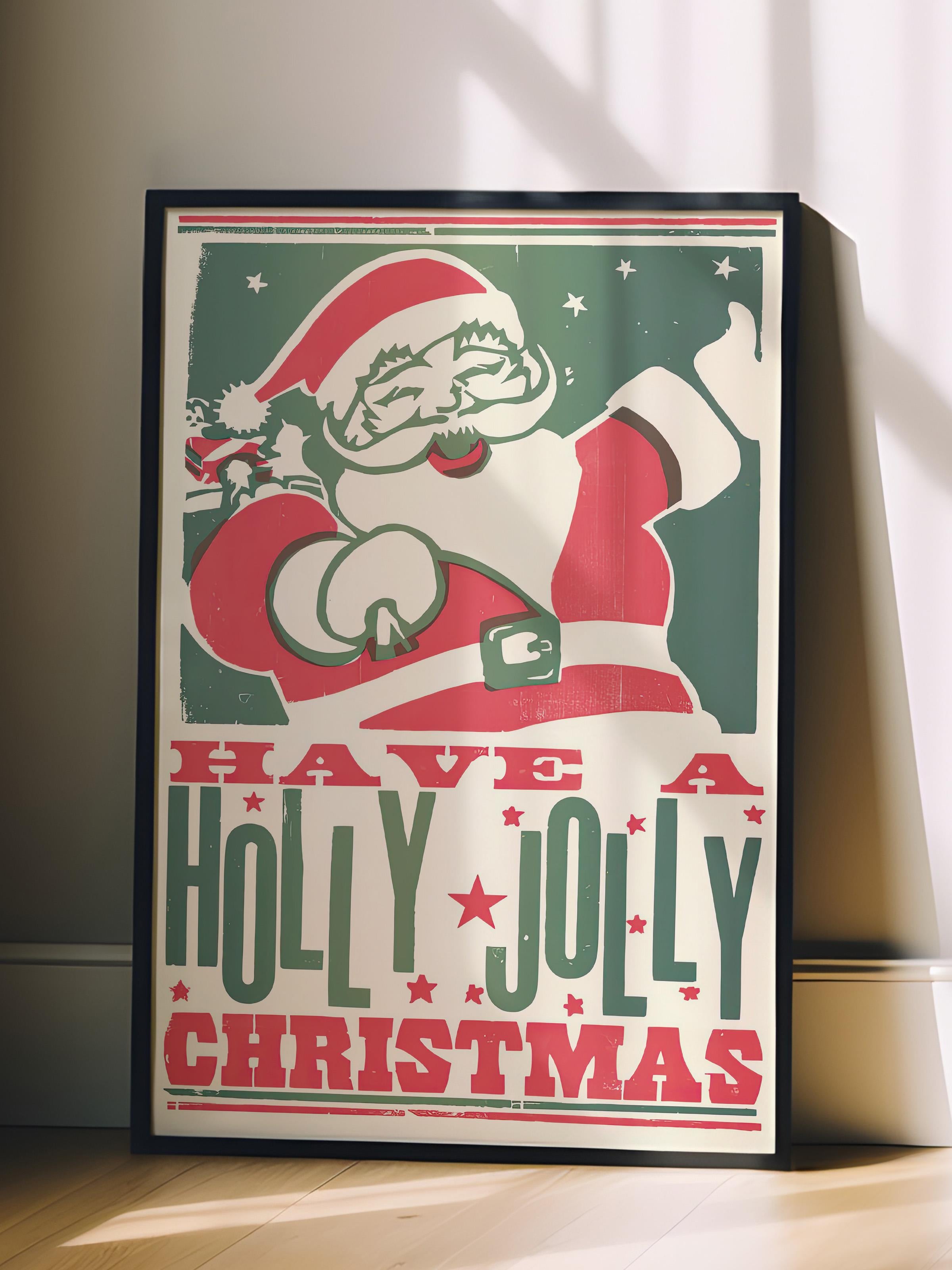 Siyah Çerçeveli Tablo, Çerçeveli Yılbaşı Poster, Holly Jolly Christmas Comfort Serisi NO:108683