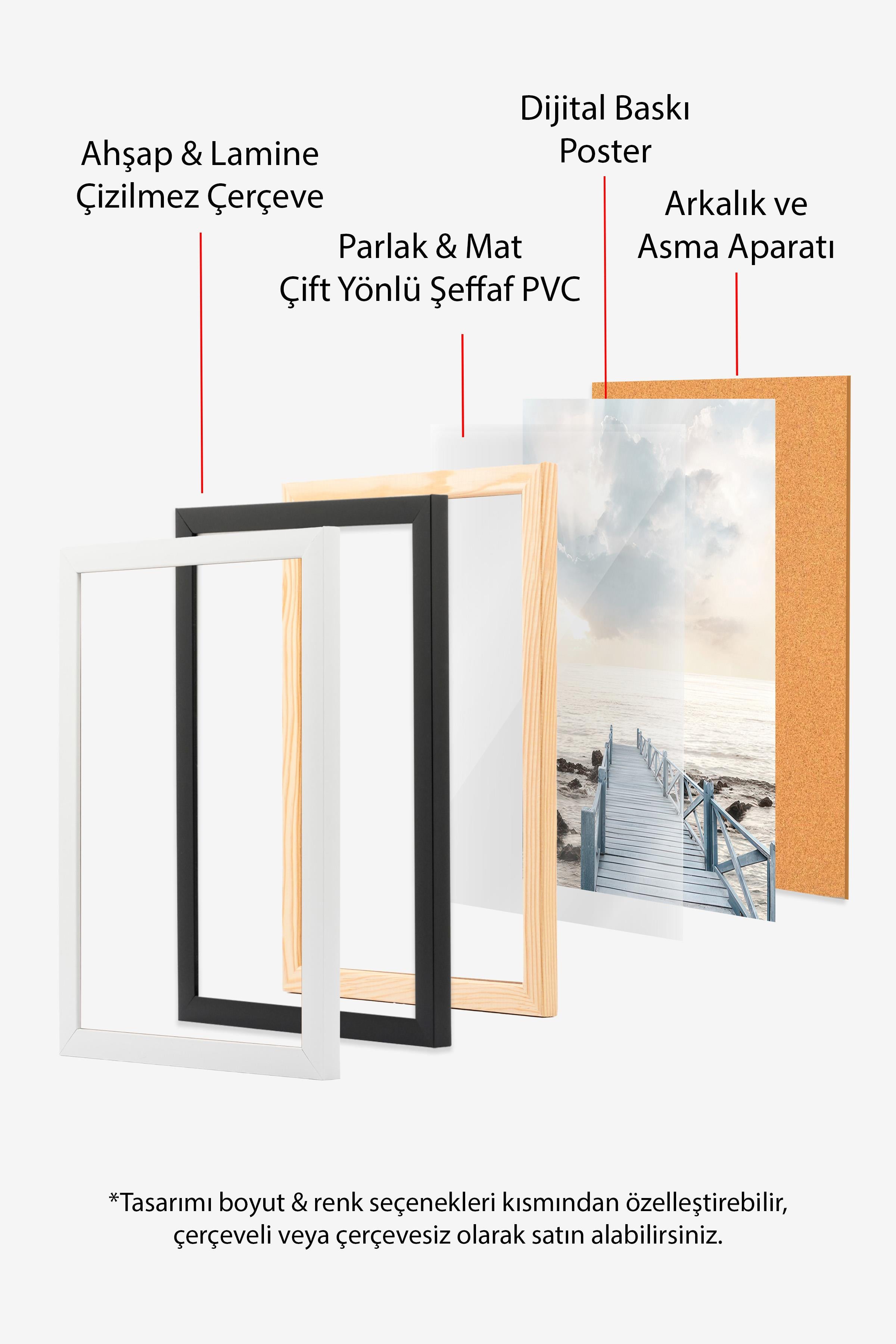 Siyah Çerçeveli Tablo, Poster ve Çerçeve Seti, Japanese Flowers Comfort Serisi NO:108723