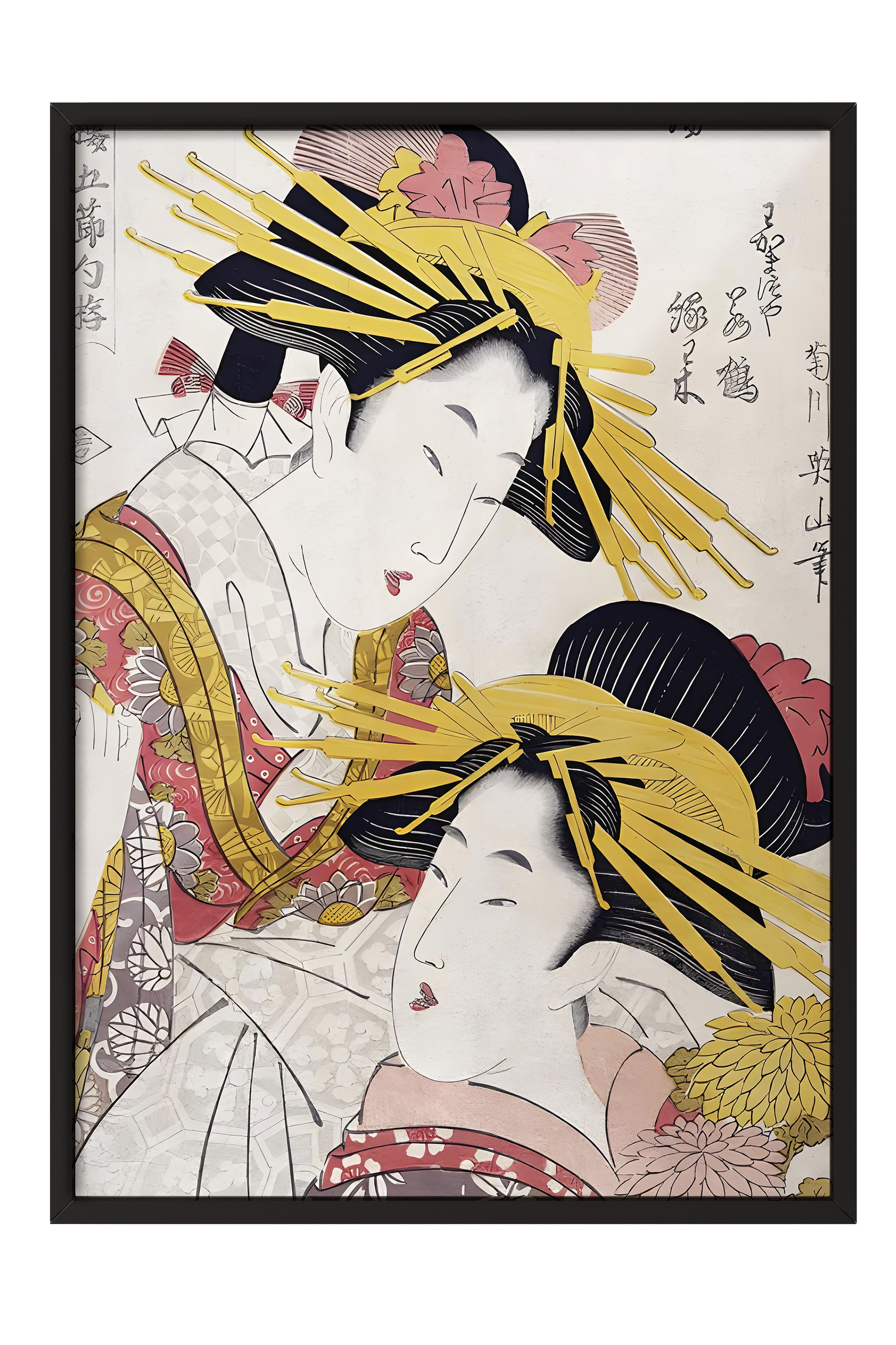 Siyah Çerçeveli Tablo, Poster ve Çerçeve Seti, Japanese Women Comfort Serisi NO:108720