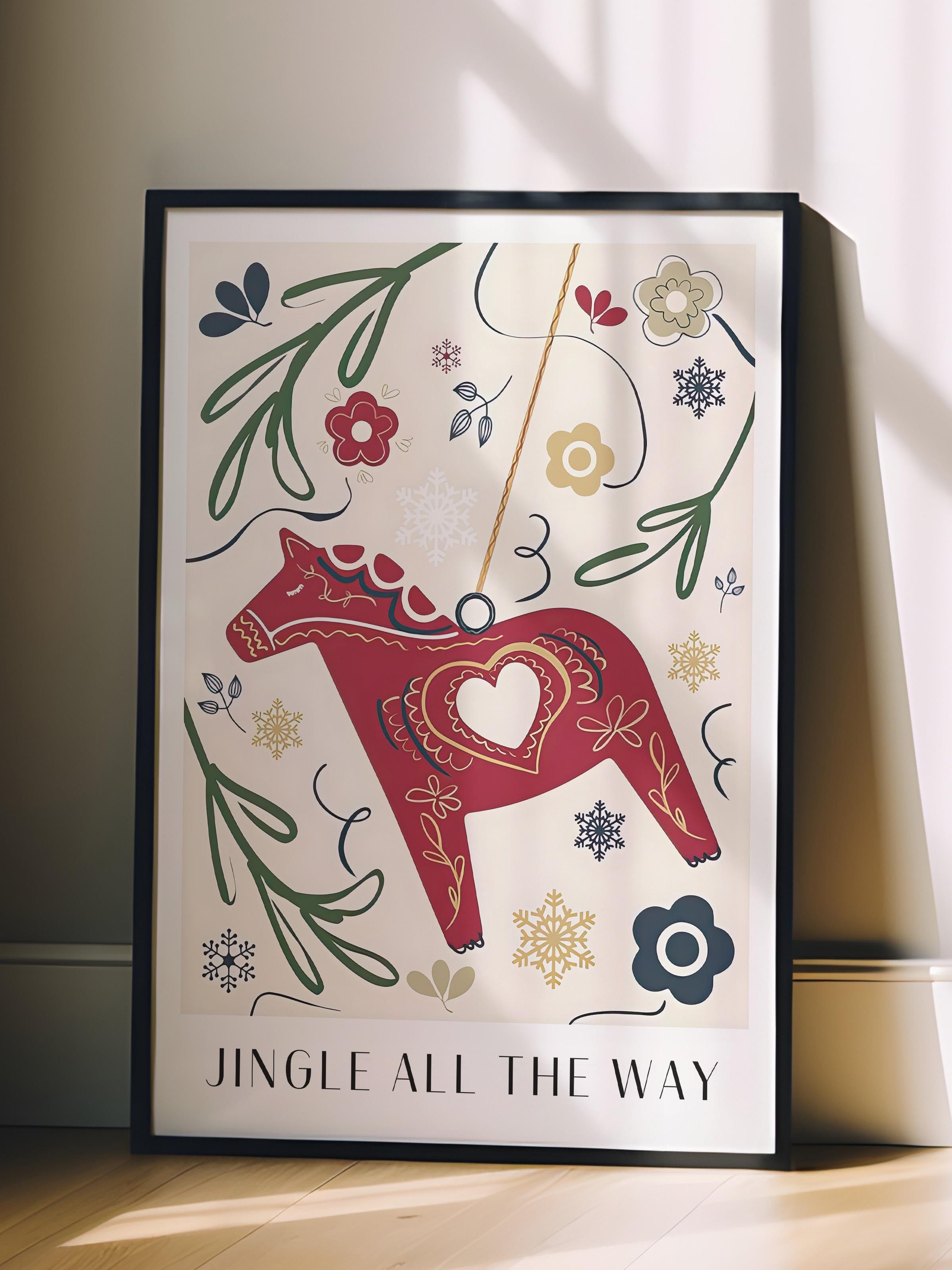 Siyah Çerçeveli Tablo, Yılbaşı Poster, Yılbaşı Dekoru,Jingle All the Way Comfort Serisi NO:108679