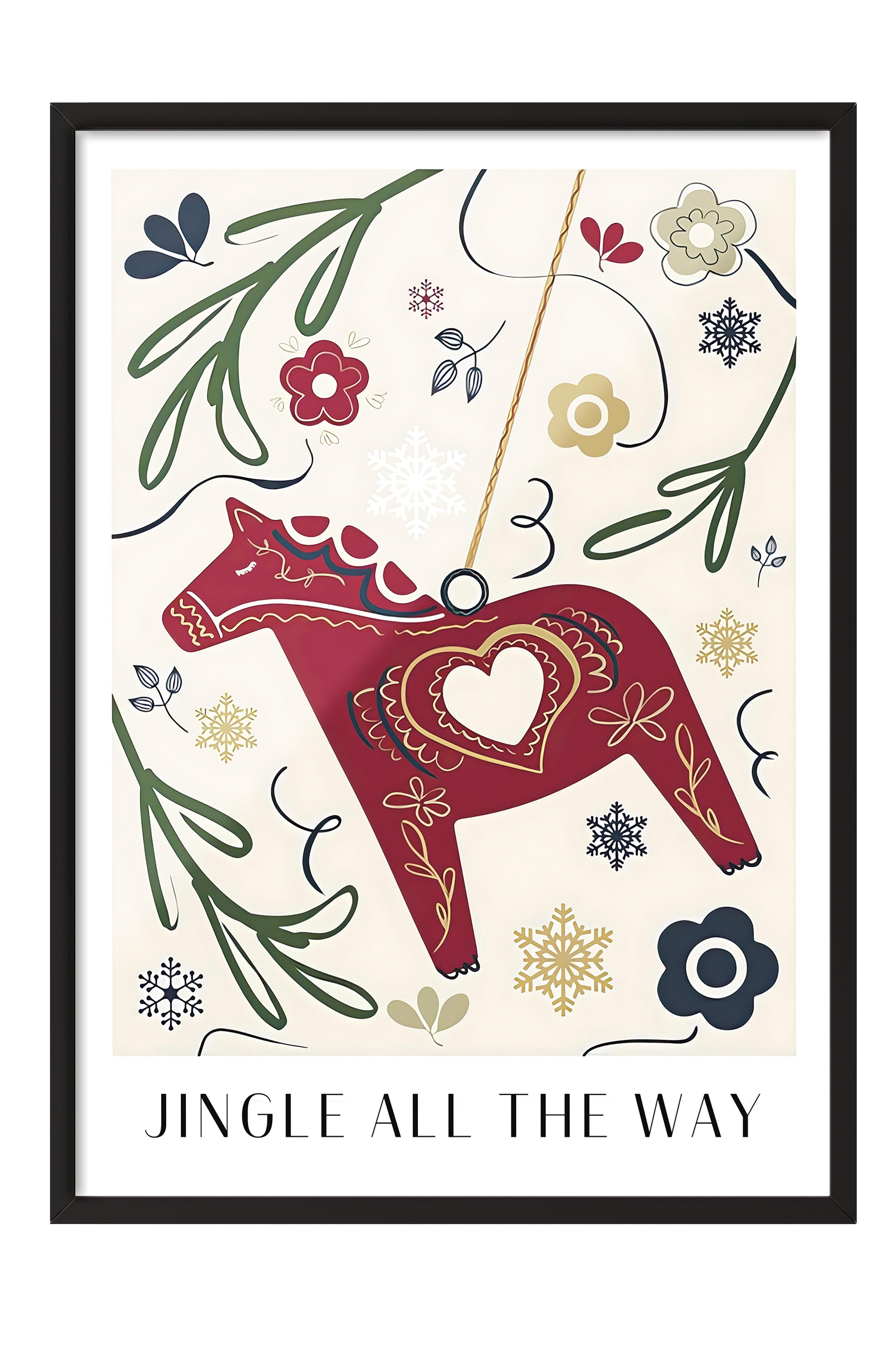 Siyah Çerçeveli Tablo, Yılbaşı Poster, Yılbaşı Dekoru,Jingle All the Way Comfort Serisi NO:108679