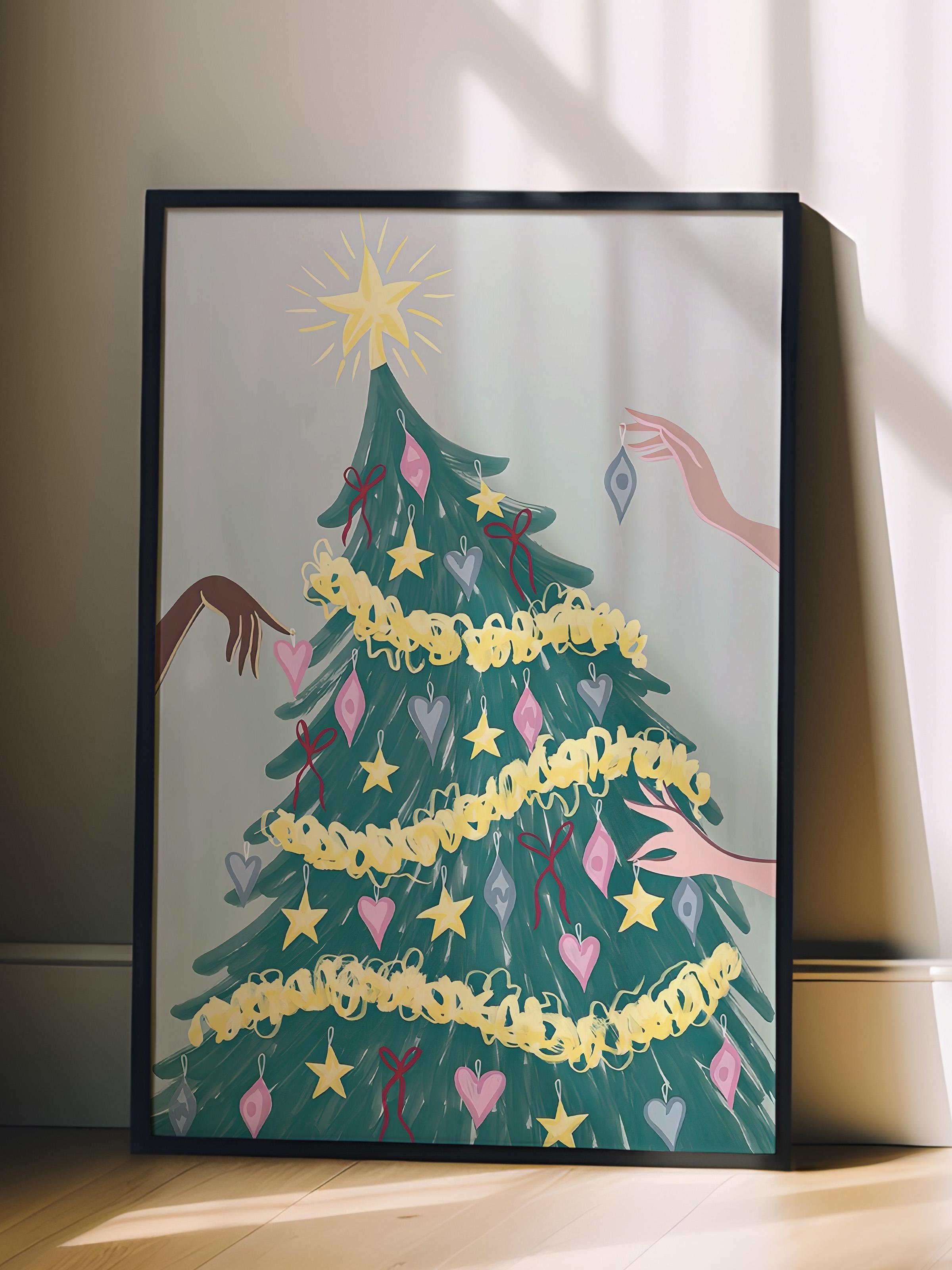 Siyah Çerçeveli Tablo, Çerçeveli Yılbaşı Poster, Yılbaşı Dekoru,Joyful Tree Comfort Serisi NO:108674