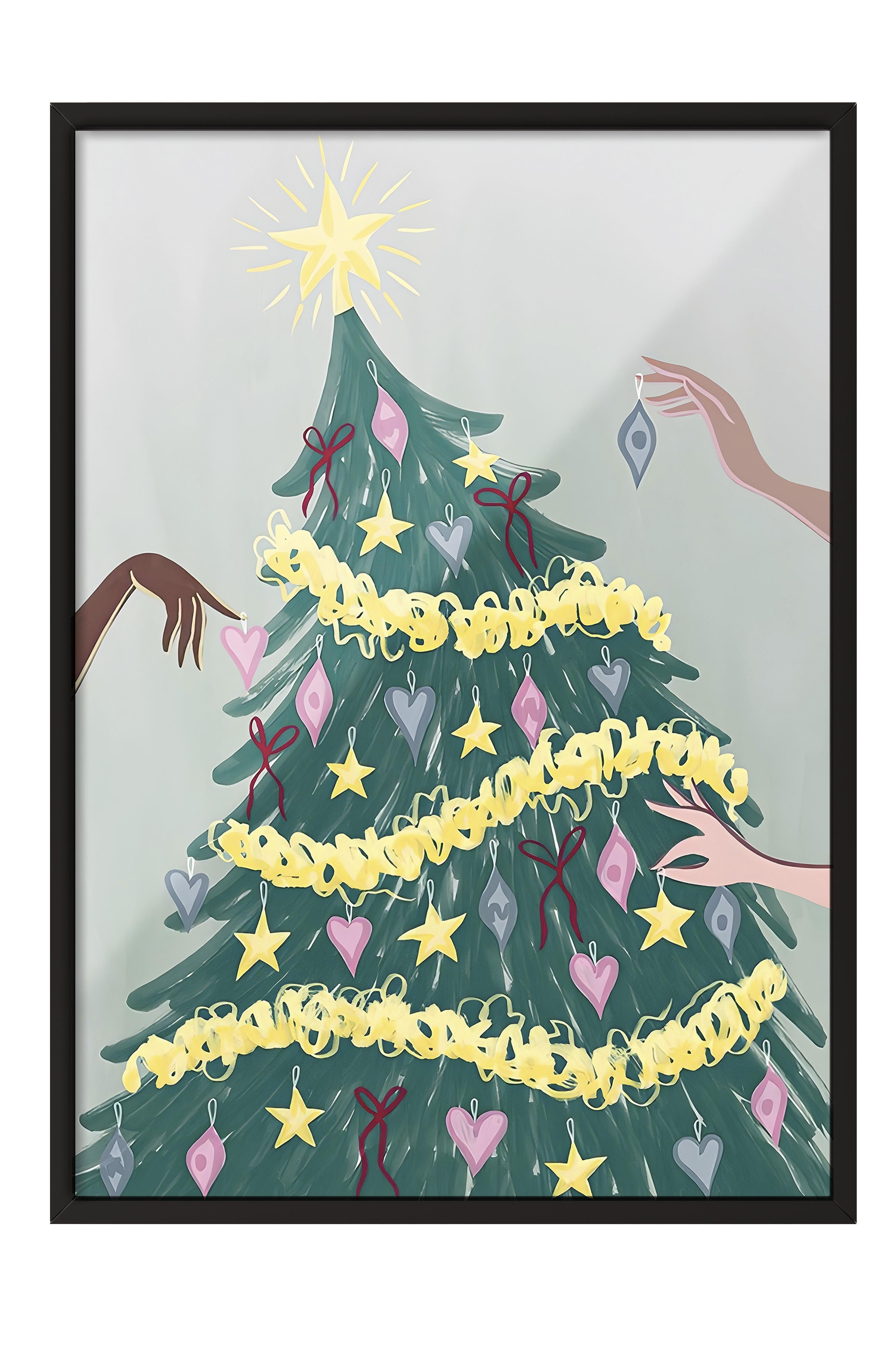 Siyah Çerçeveli Tablo, Çerçeveli Yılbaşı Poster, Yılbaşı Dekoru,Joyful Tree Comfort Serisi NO:108674