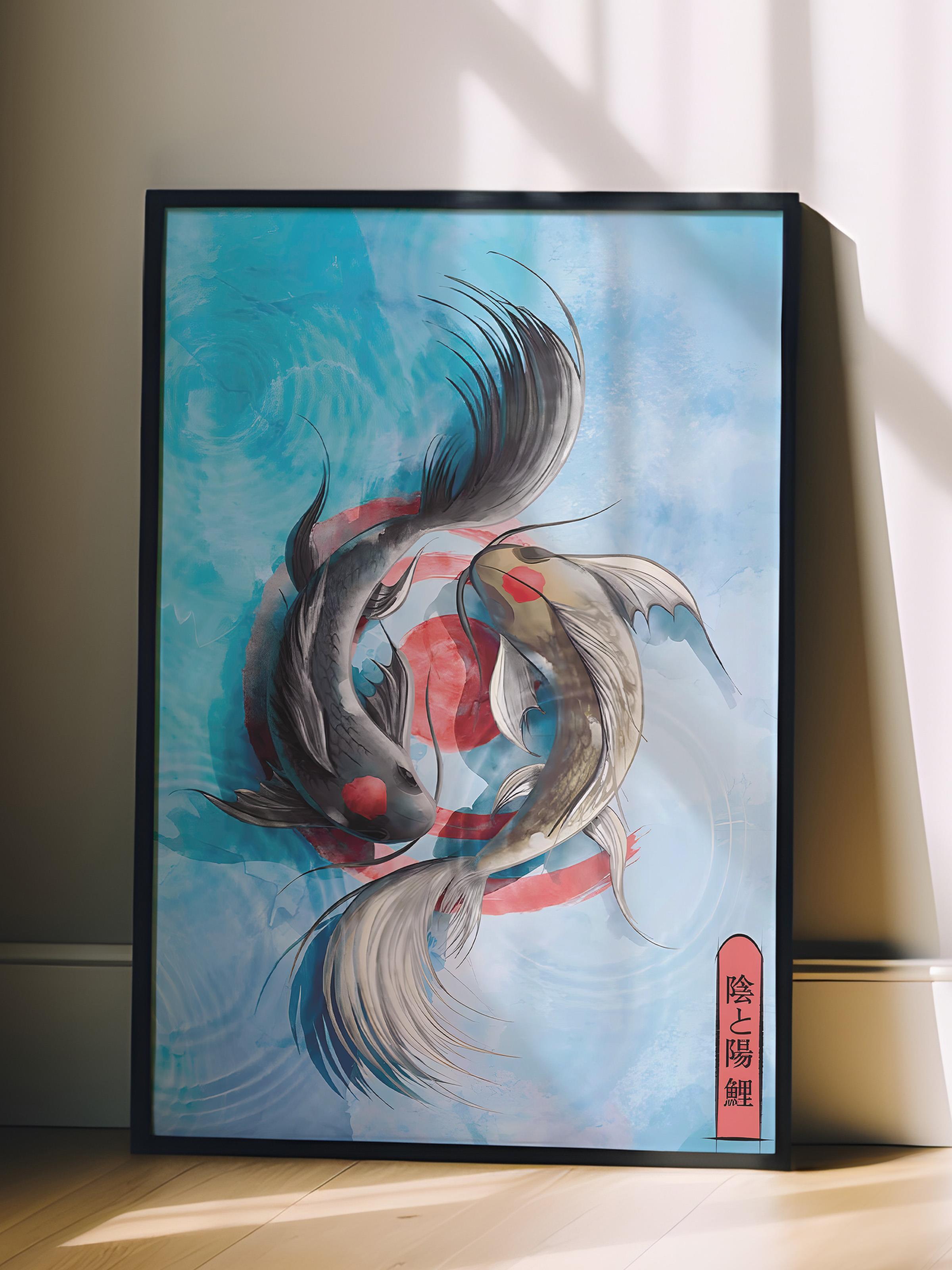 Siyah Çerçeveli Tablo, Poster ve Çerçeve Seti, Light Koi Comfort Serisi NO:108695