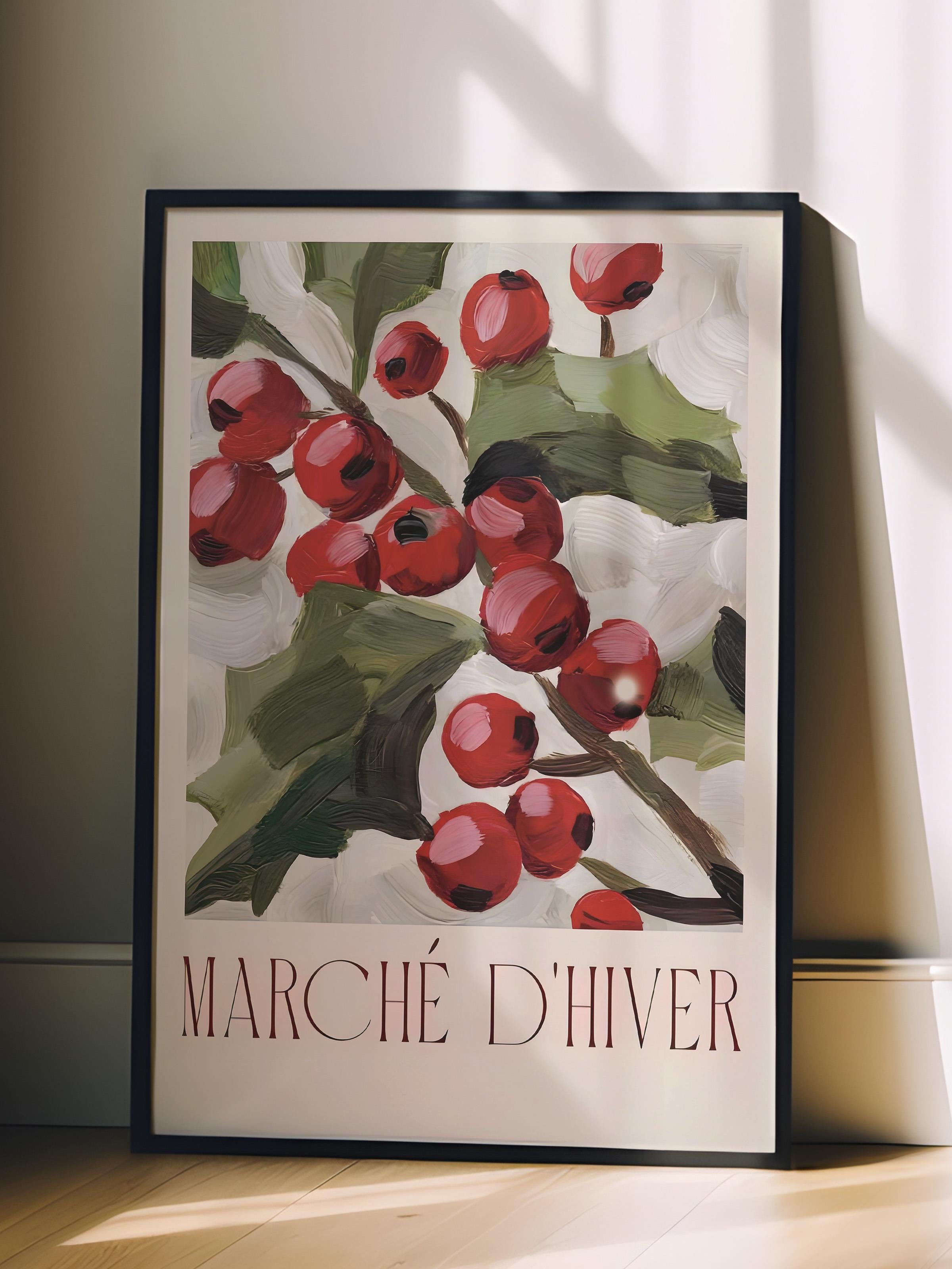 Siyah Çerçeveli Tablo, Yılbaşı Poster, Yılbaşı Dekoru,Marché D'Hiver Comfort Serisi NO:108672
