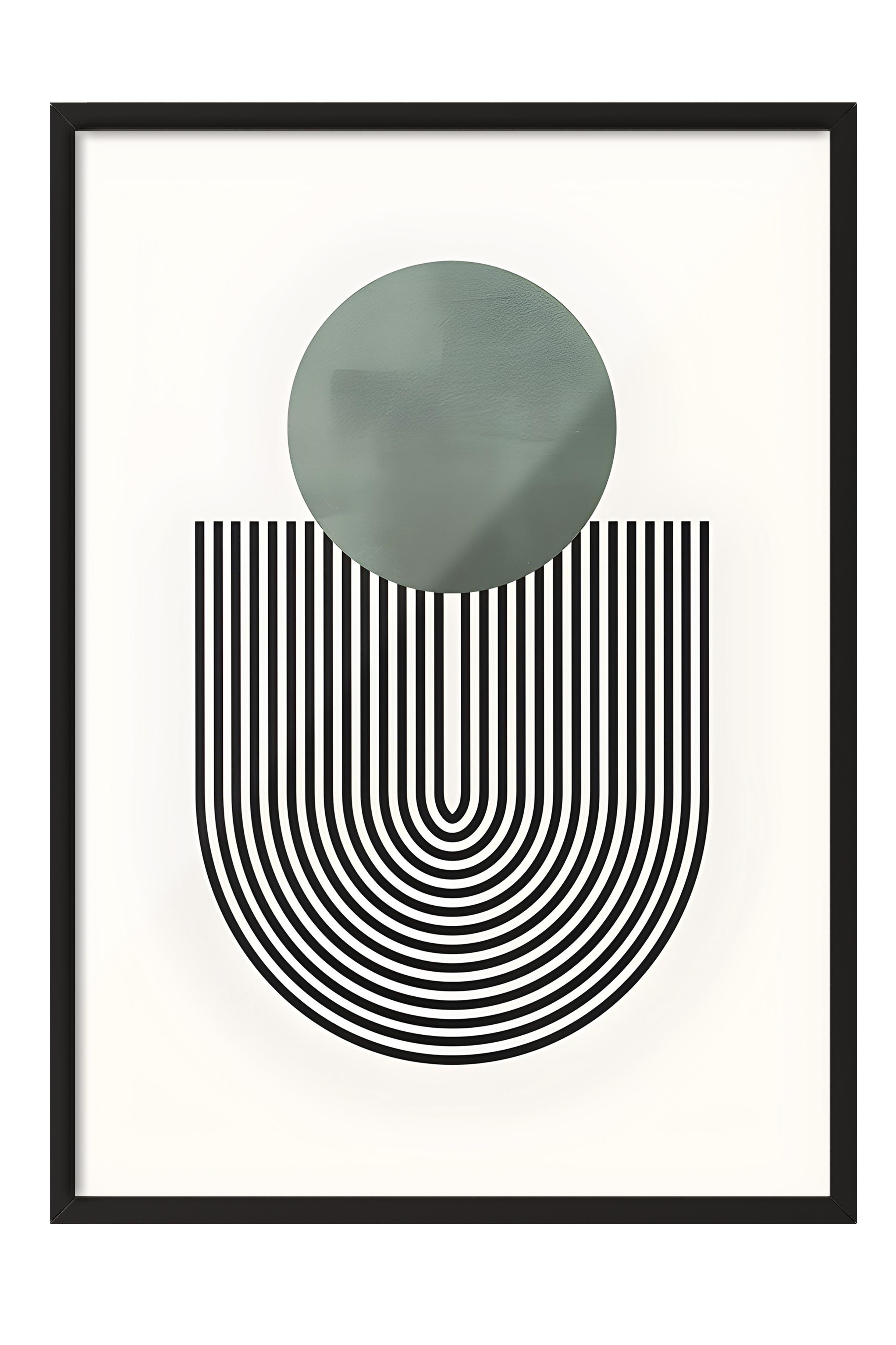 Siyah Çerçeveli Tablo, Poster ve Çerçeve Seti, Mid Century Green No1 Comfort Serisi NO:108589