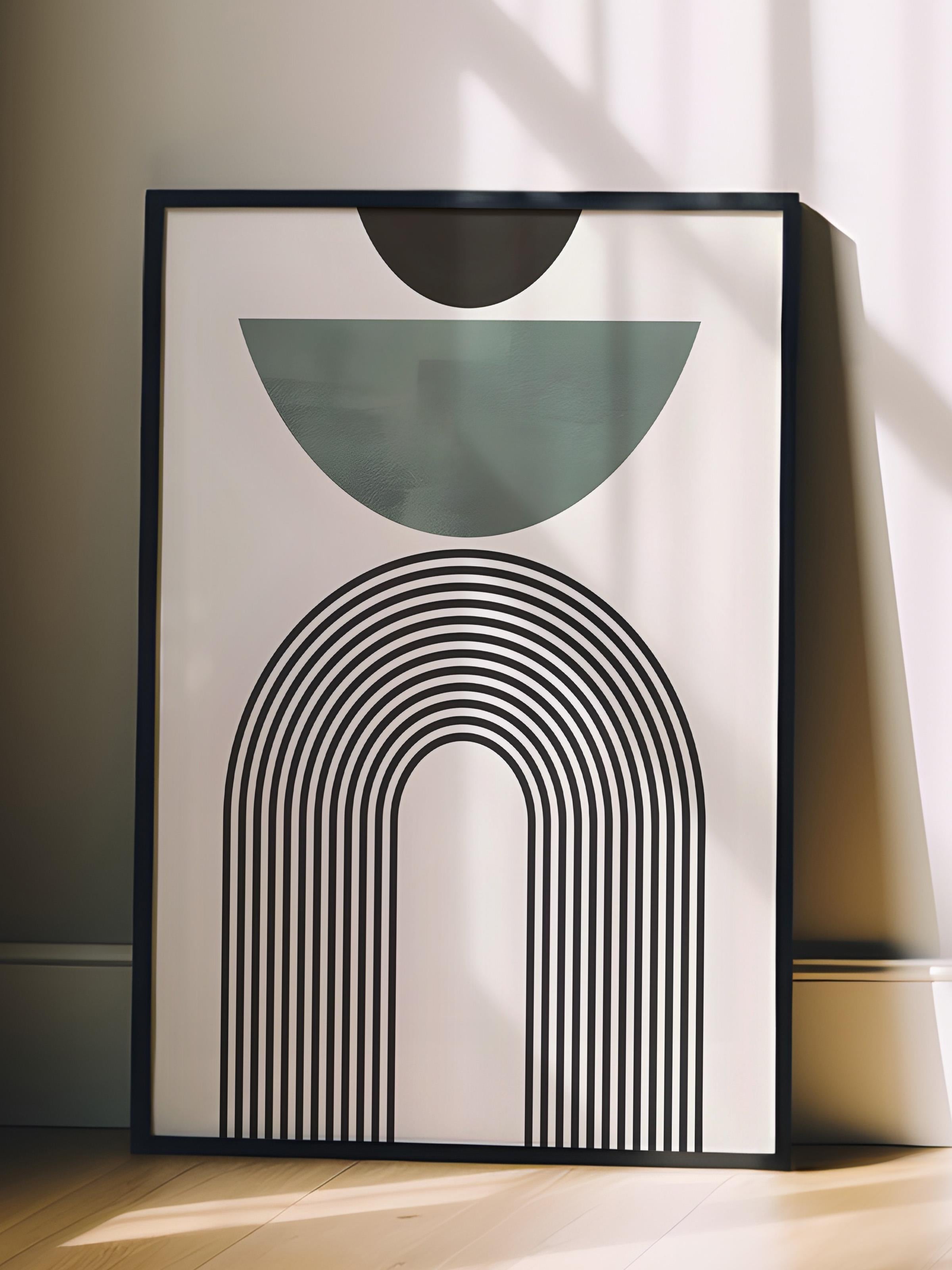 Siyah Çerçeveli Tablo, Poster ve Çerçeve Seti, Mid Century Green No2 Comfort Serisi NO:108590