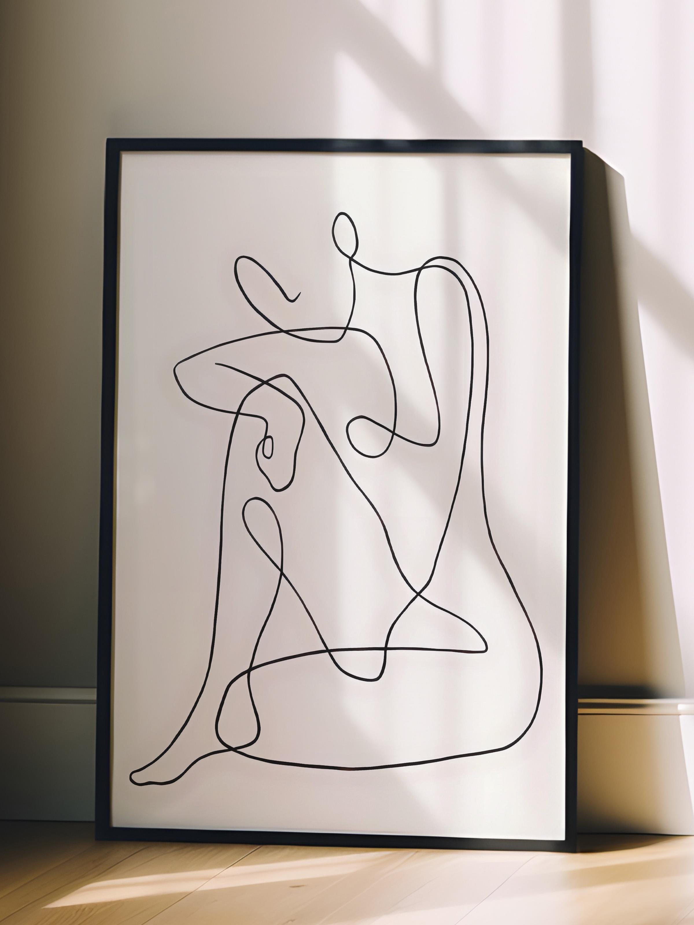 Siyah Çerçeveli Tablo, Poster ve Çerçeve Seti, One Line Art No 2 Comfort Serisi NO:108654