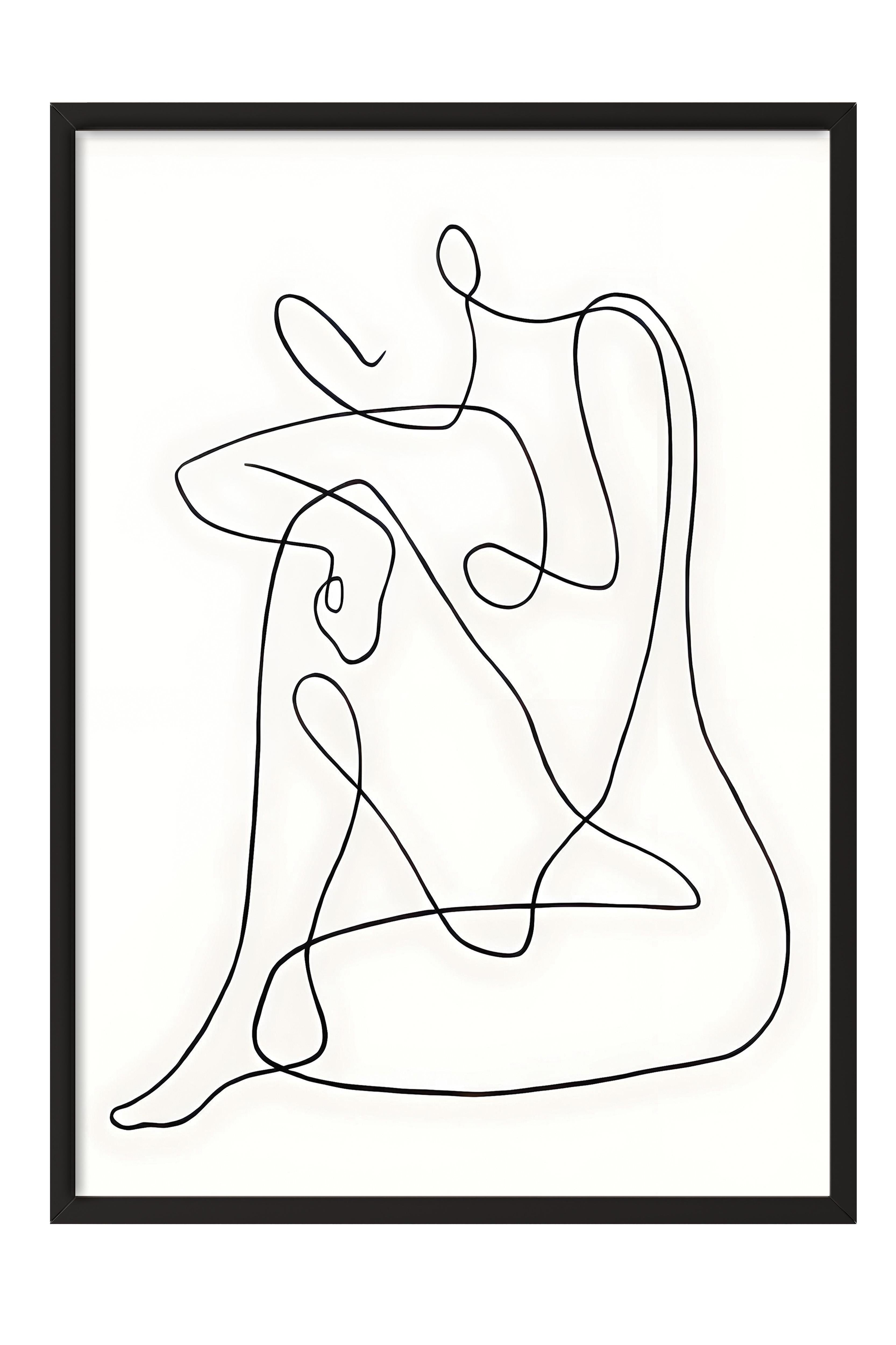 Siyah Çerçeveli Tablo, Poster ve Çerçeve Seti, One Line Art No 2 Comfort Serisi NO:108654