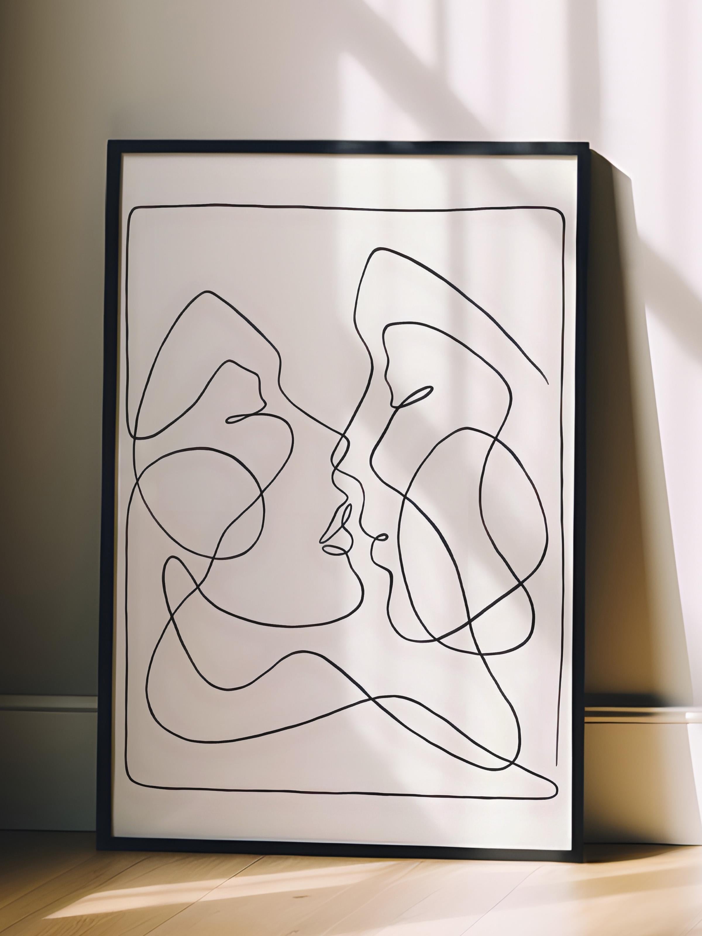 Siyah Çerçeveli Tablo, Poster ve Çerçeve Seti, One Line Art No 3 Comfort Serisi NO:108655