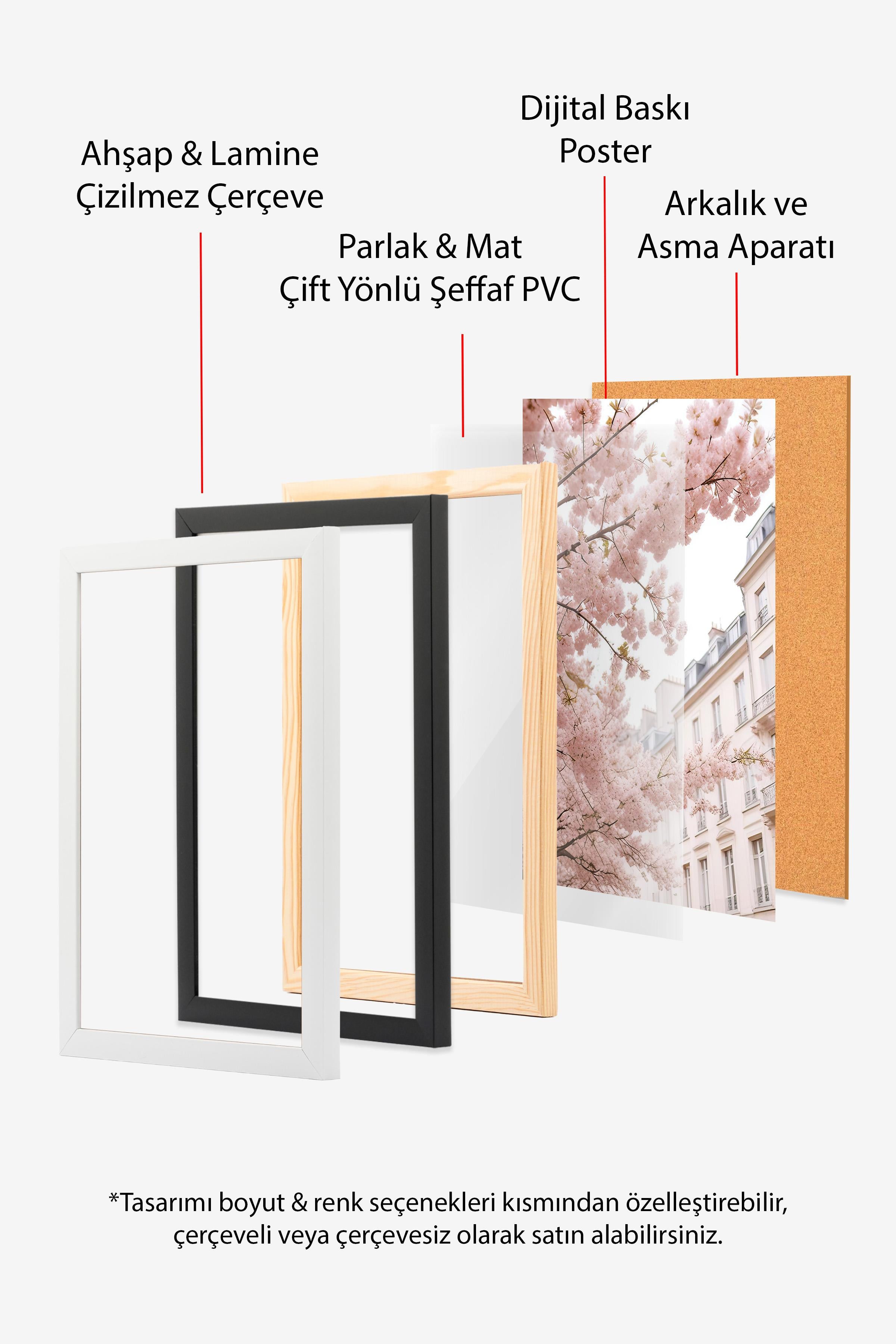 Siyah Çerçeveli Tablo, Poster ve Çerçeve Seti, One Line Art No 3 Comfort Serisi NO:108655