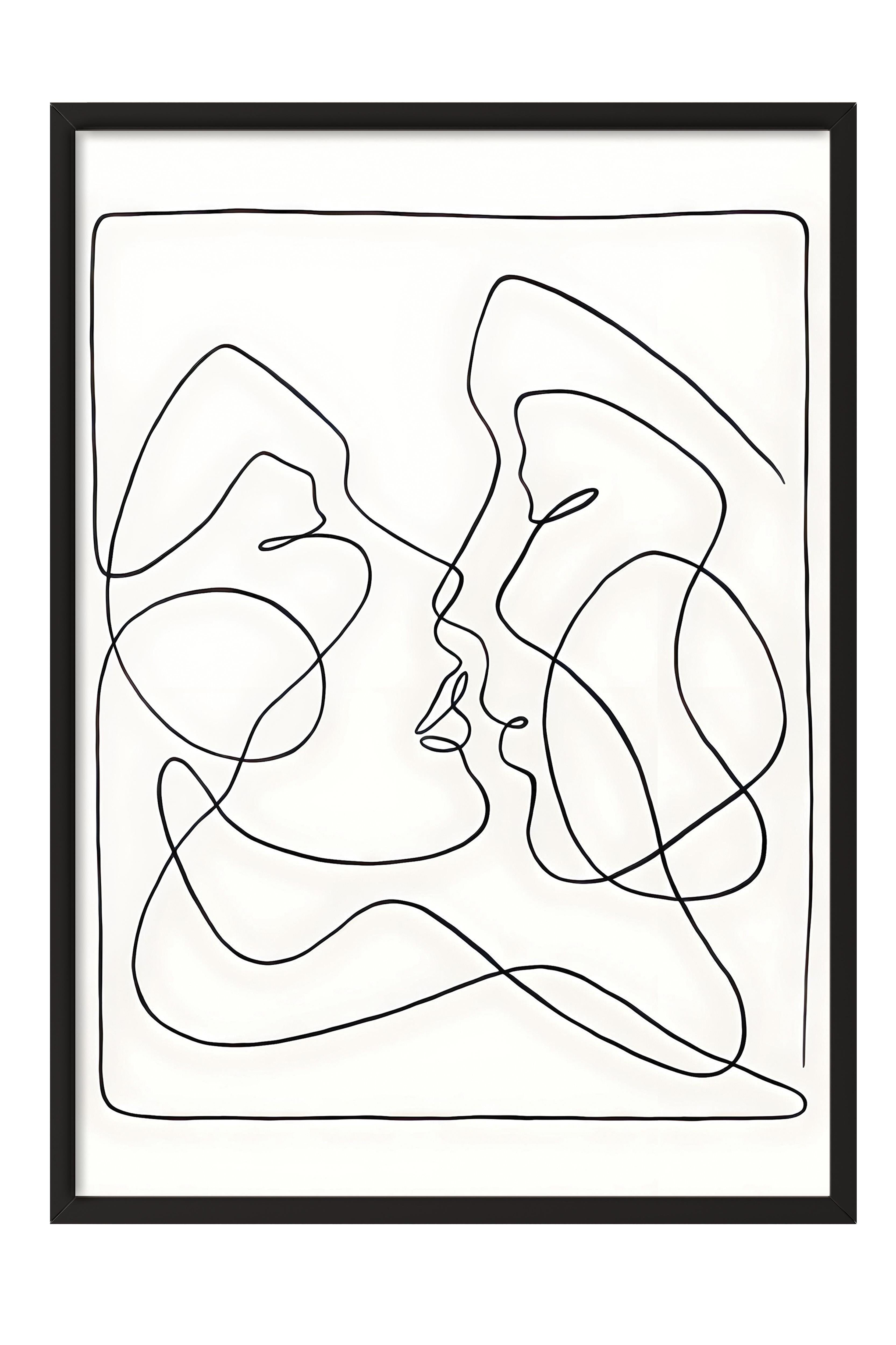 Siyah Çerçeveli Tablo, Poster ve Çerçeve Seti, One Line Art No 3 Comfort Serisi NO:108655