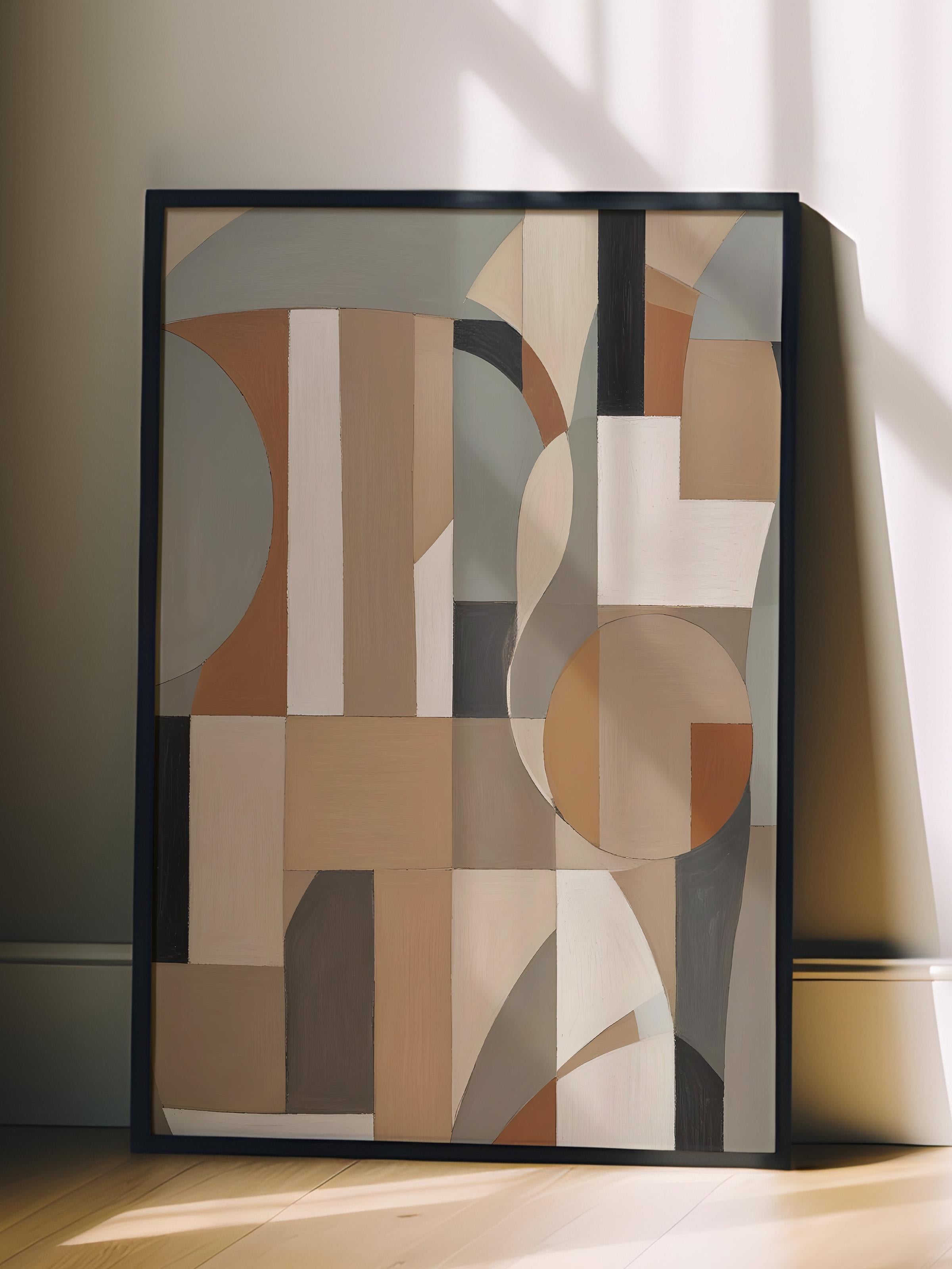 Siyah Çerçeveli Tablo, Poster ve Çerçeve Seti, Painted Shapes No1 Comfort Serisi NO:108689
