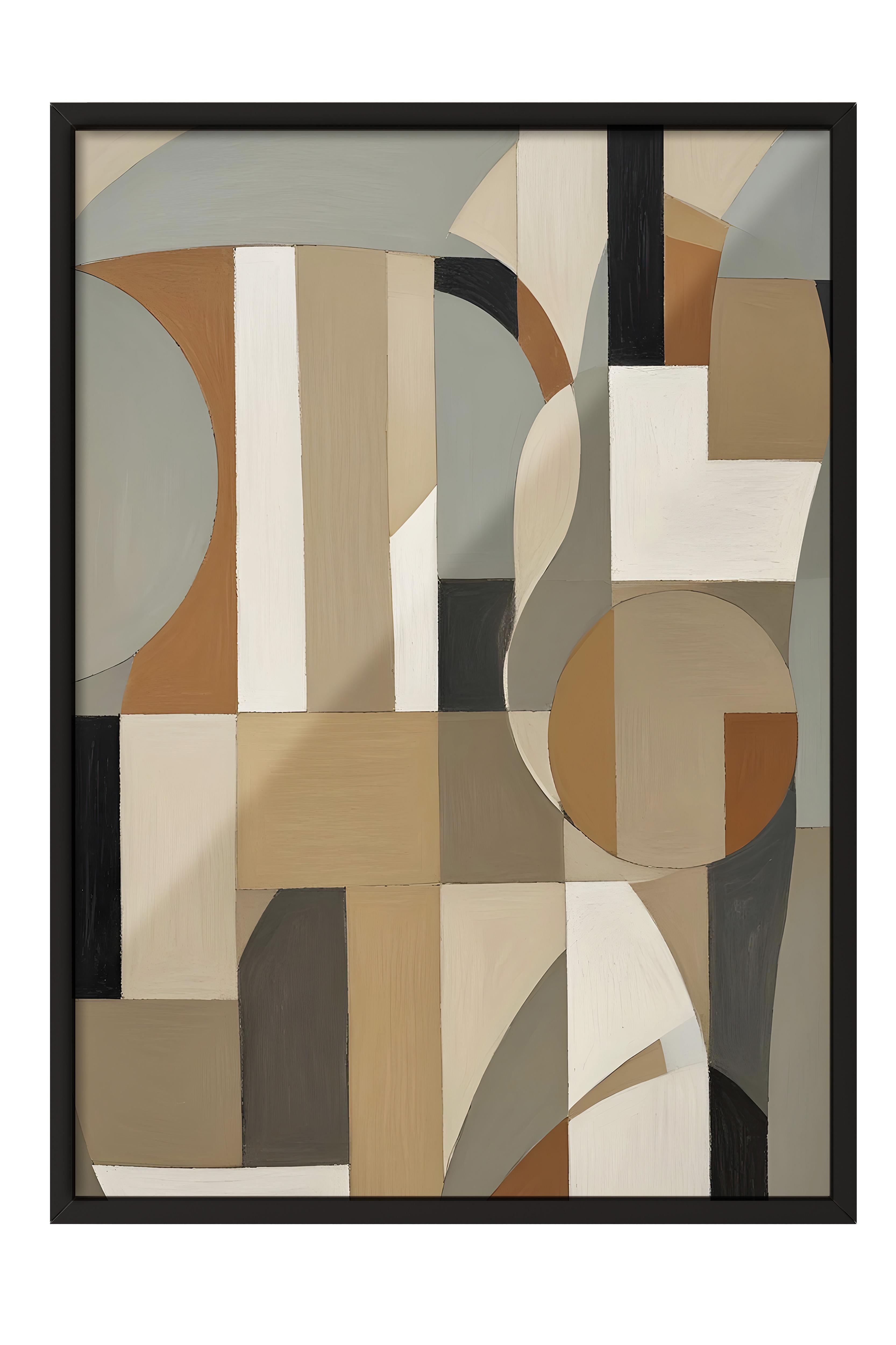 Siyah Çerçeveli Tablo, Poster ve Çerçeve Seti, Painted Shapes No1 Comfort Serisi NO:108689