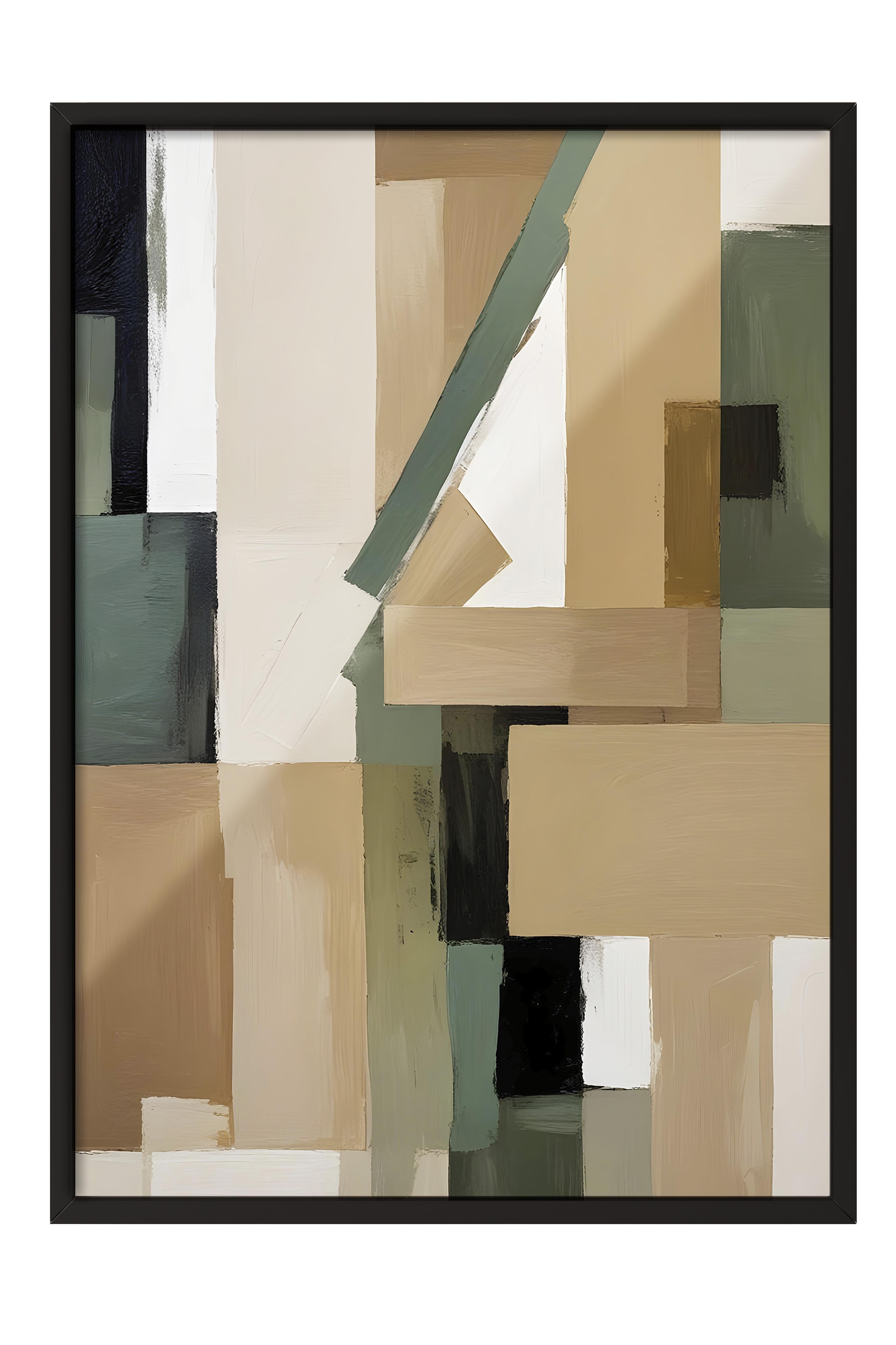 Siyah Çerçeveli Tablo, Poster ve Çerçeve Seti, Painted Shapes No2 Comfort Serisi NO:108690