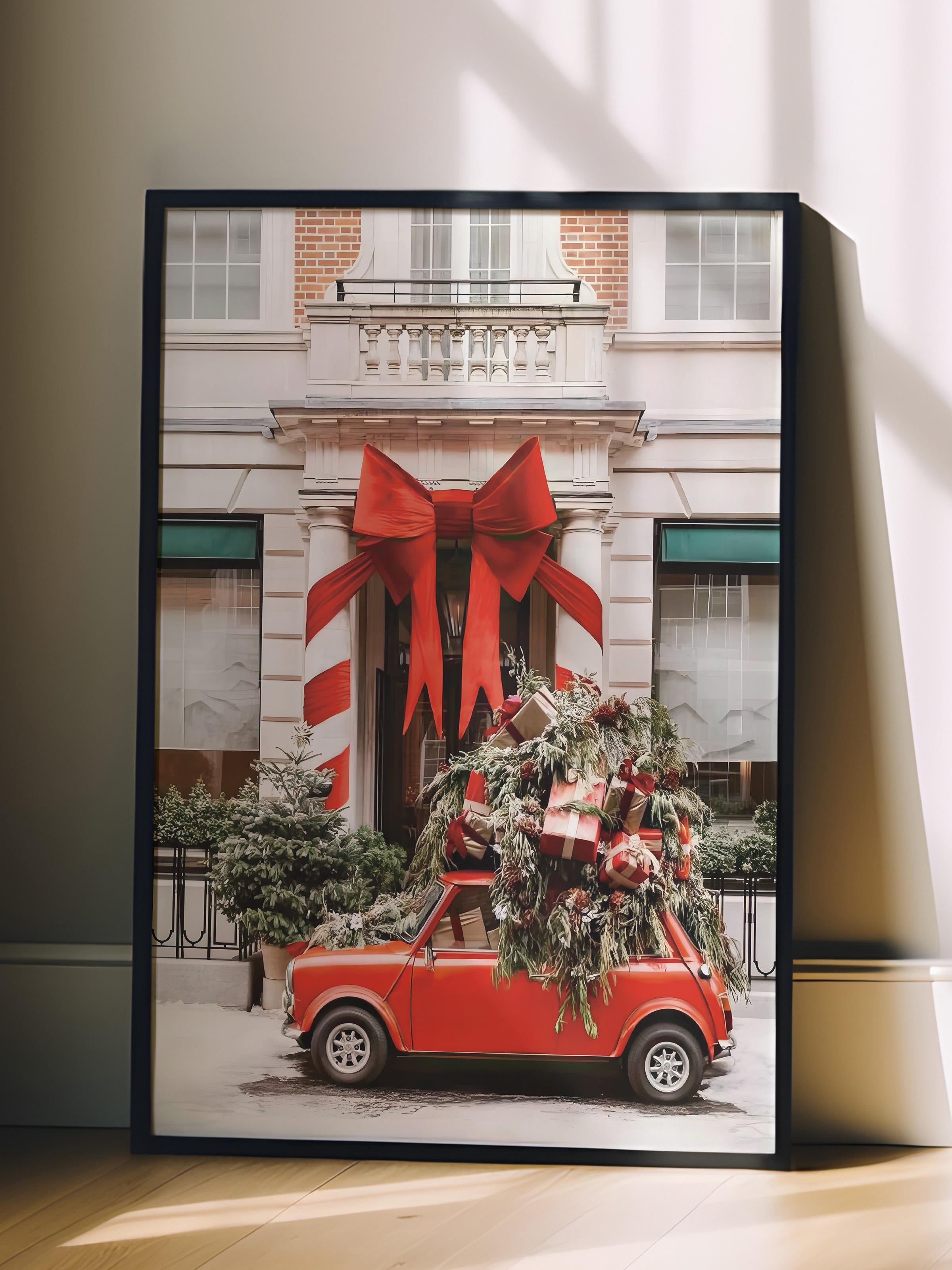 Siyah Çerçeveli Tablo, Çerçeveli Yılbaşı Poster, Parked for Christmas Comfort Serisi NO:108632