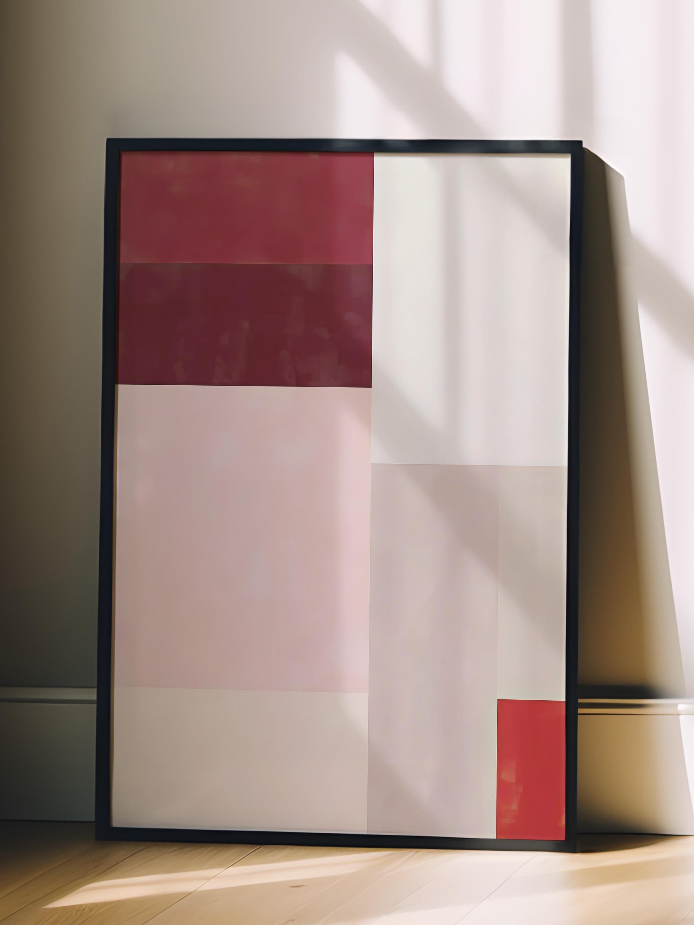 Siyah Çerçeveli Tablo, Poster ve Çerçeve Seti, Red And Pink Colour Block Comfort Serisi NO:108707