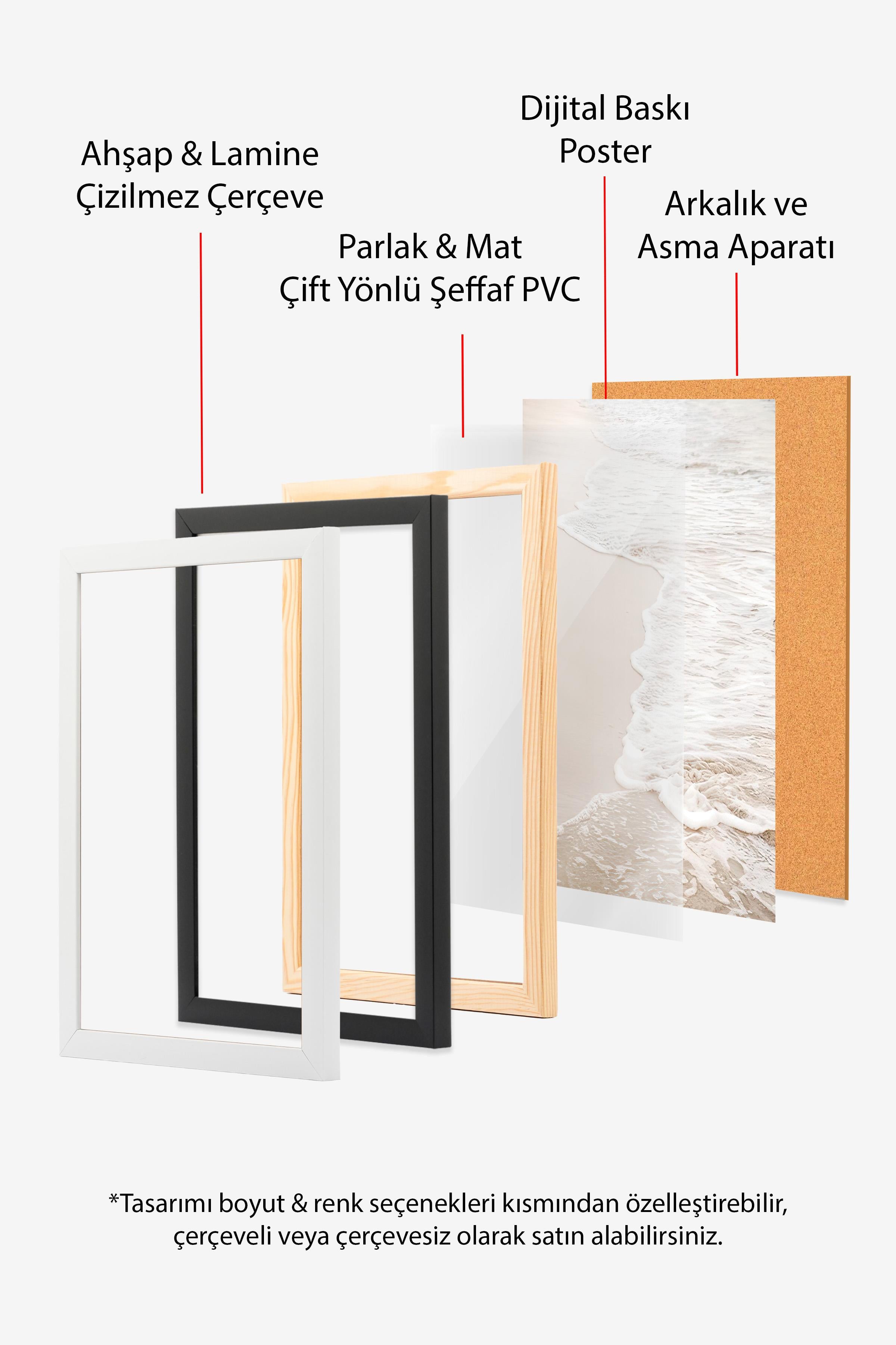 Siyah Çerçeveli Tablo, Poster ve Çerçeve Seti, Red And Pink Colour Block Comfort Serisi NO:108707