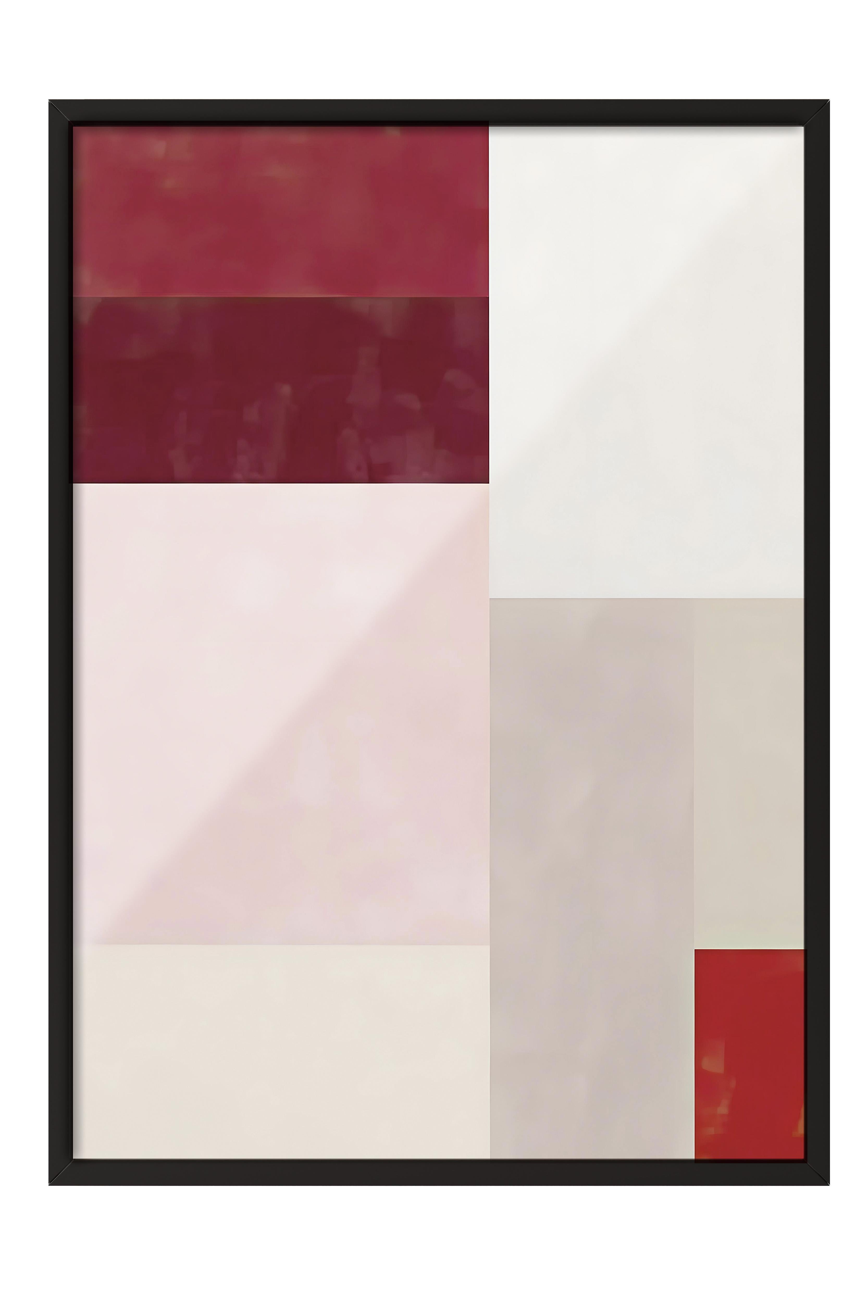 Siyah Çerçeveli Tablo, Poster ve Çerçeve Seti, Red And Pink Colour Block Comfort Serisi NO:108707