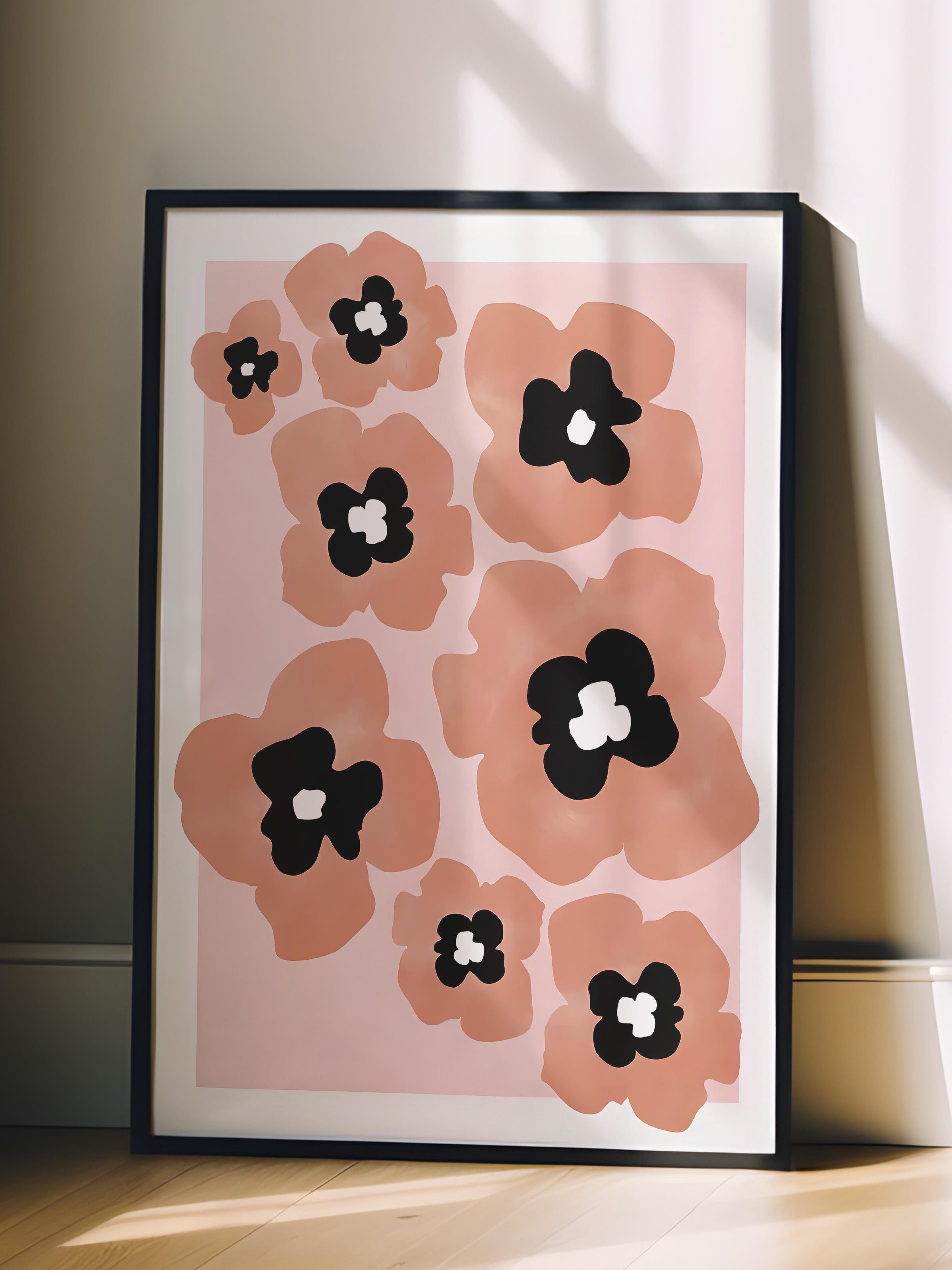 Siyah Çerçeveli Tablo, Poster ve Çerçeve Seti, Red Poppies Comfort Serisi NO:108704