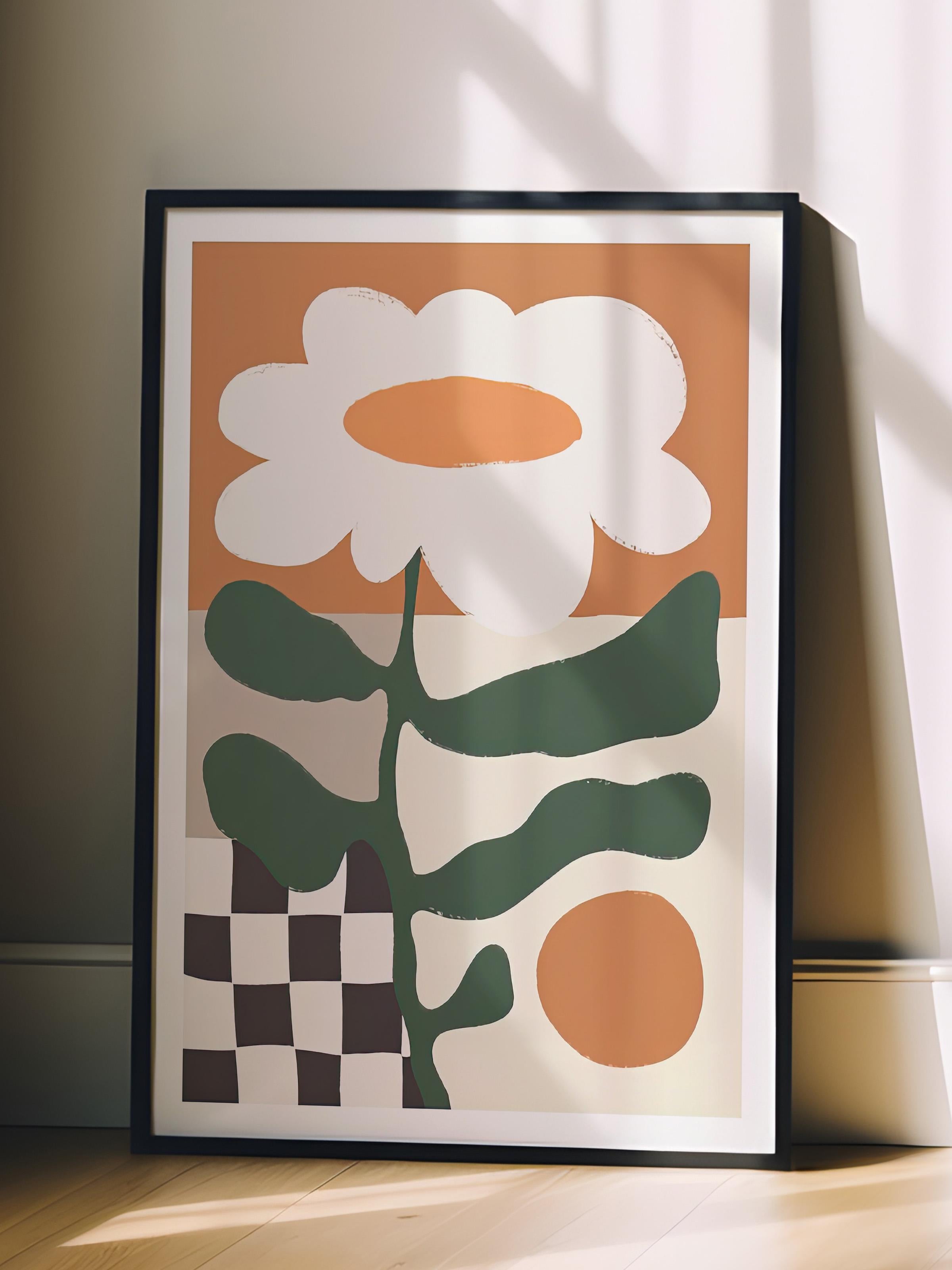 Siyah Çerçeveli Tablo, Poster ve Çerçeve Seti, Retro Flower Comfort Serisi NO:108687