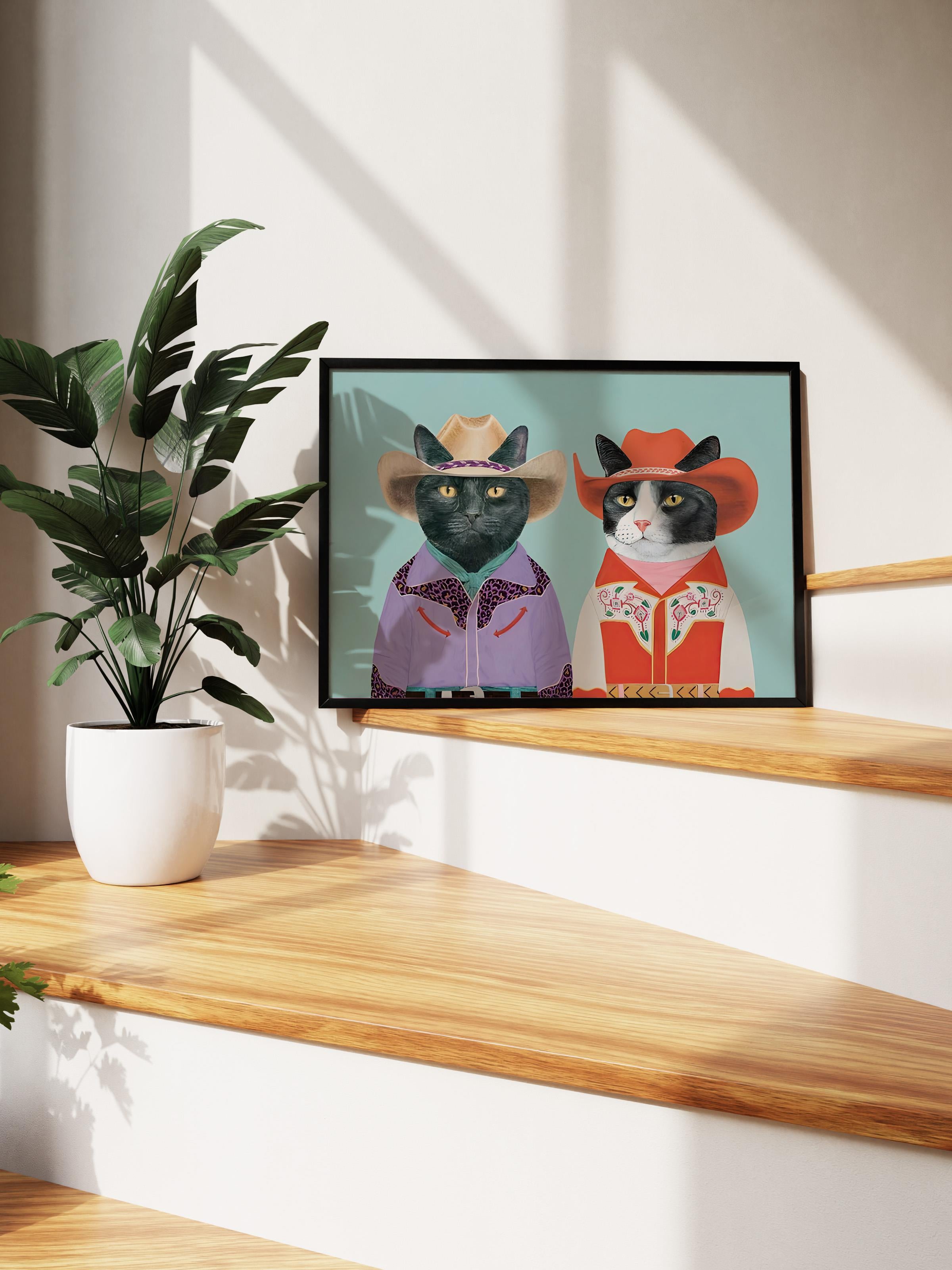 Siyah Çerçeveli Tablo, Poster ve Çerçeve Seti, Rodeo Cats Art Comfort Serisi NO:108730