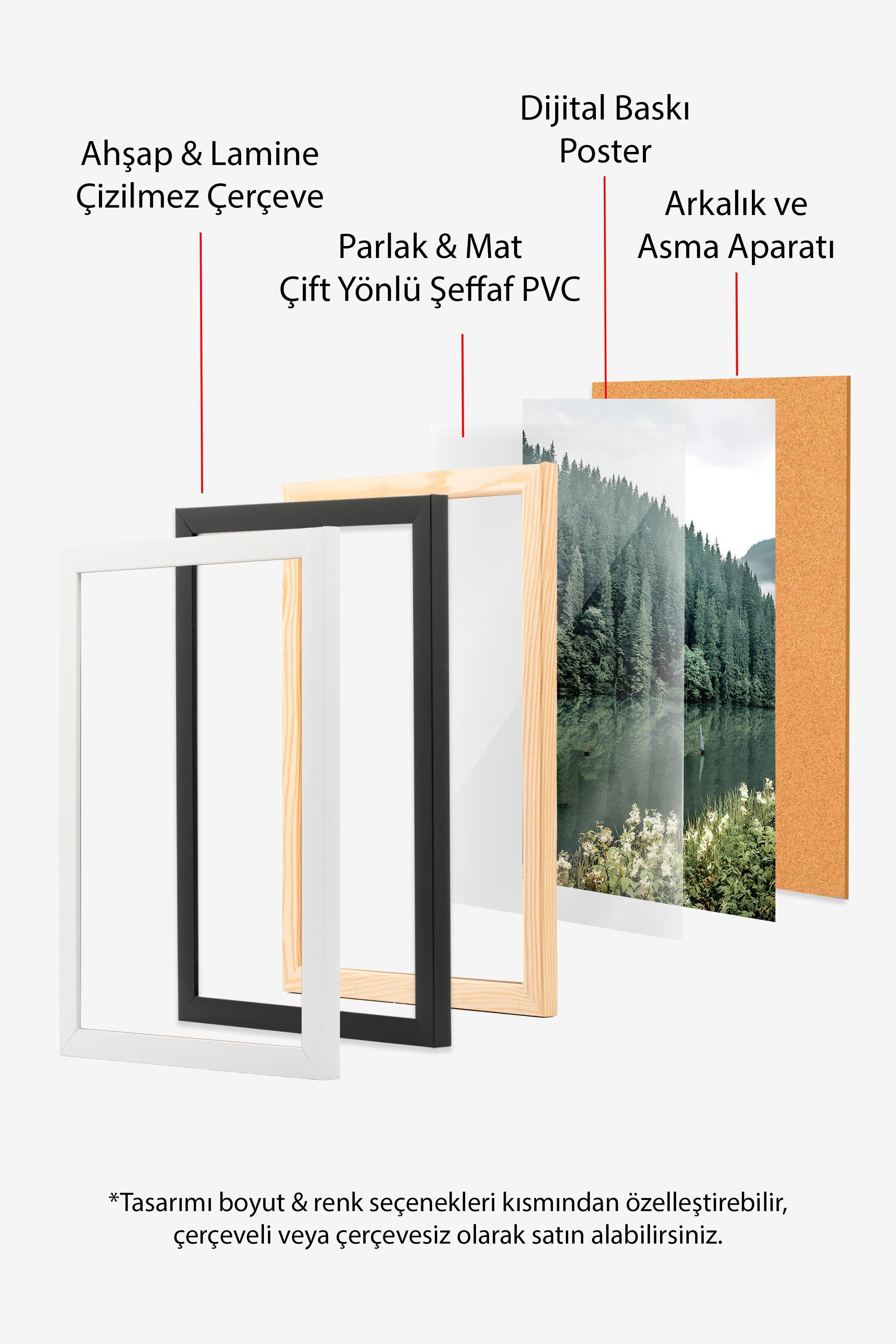Siyah Çerçeveli Tablo, Çerçeveli Yılbaşı Poster, Yılbaşı Dekoru,Santa Comfort Serisi NO:108667