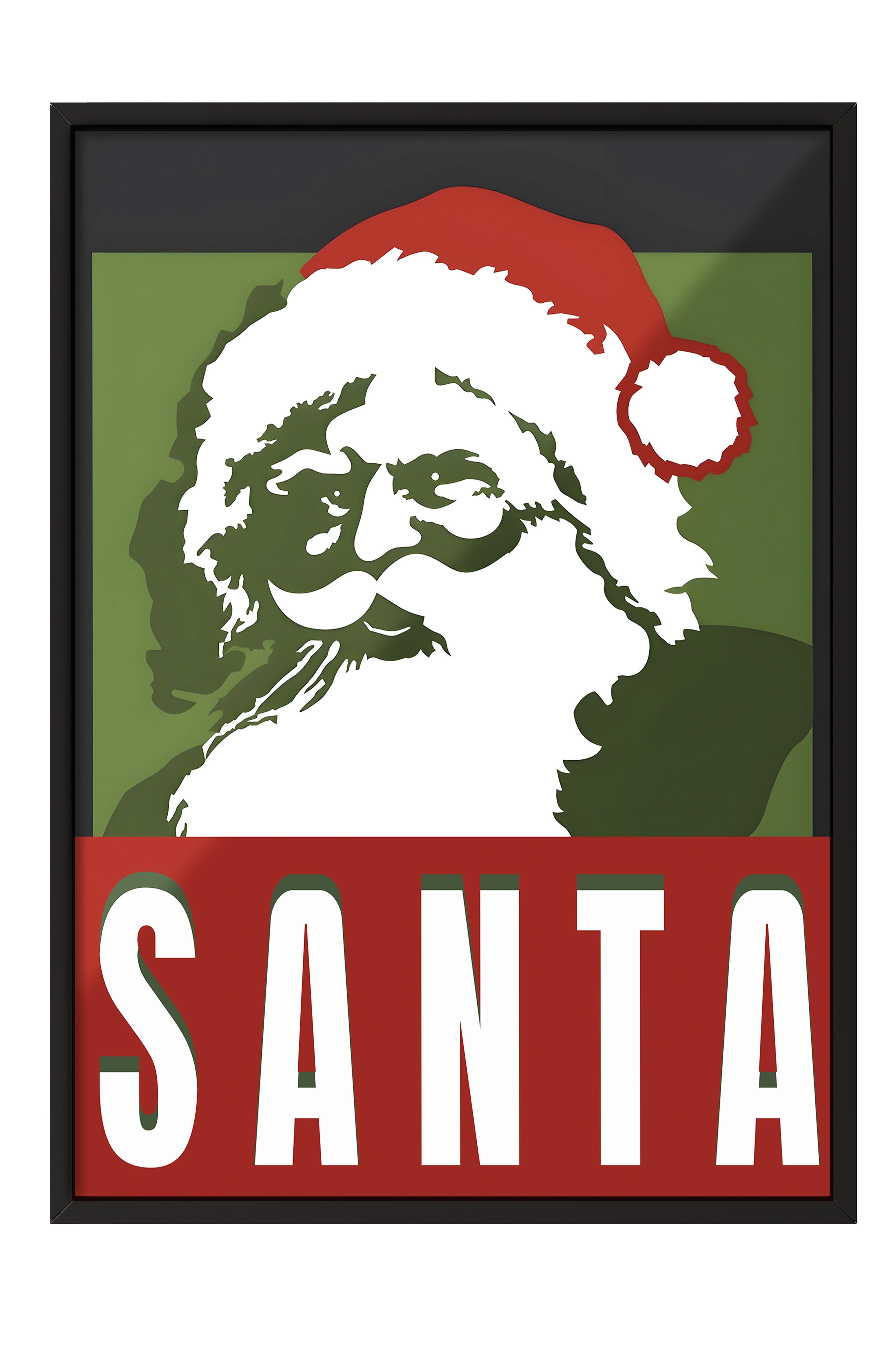 Siyah Çerçeveli Tablo, Çerçeveli Yılbaşı Poster, Yılbaşı Dekoru,Santa Comfort Serisi NO:108667