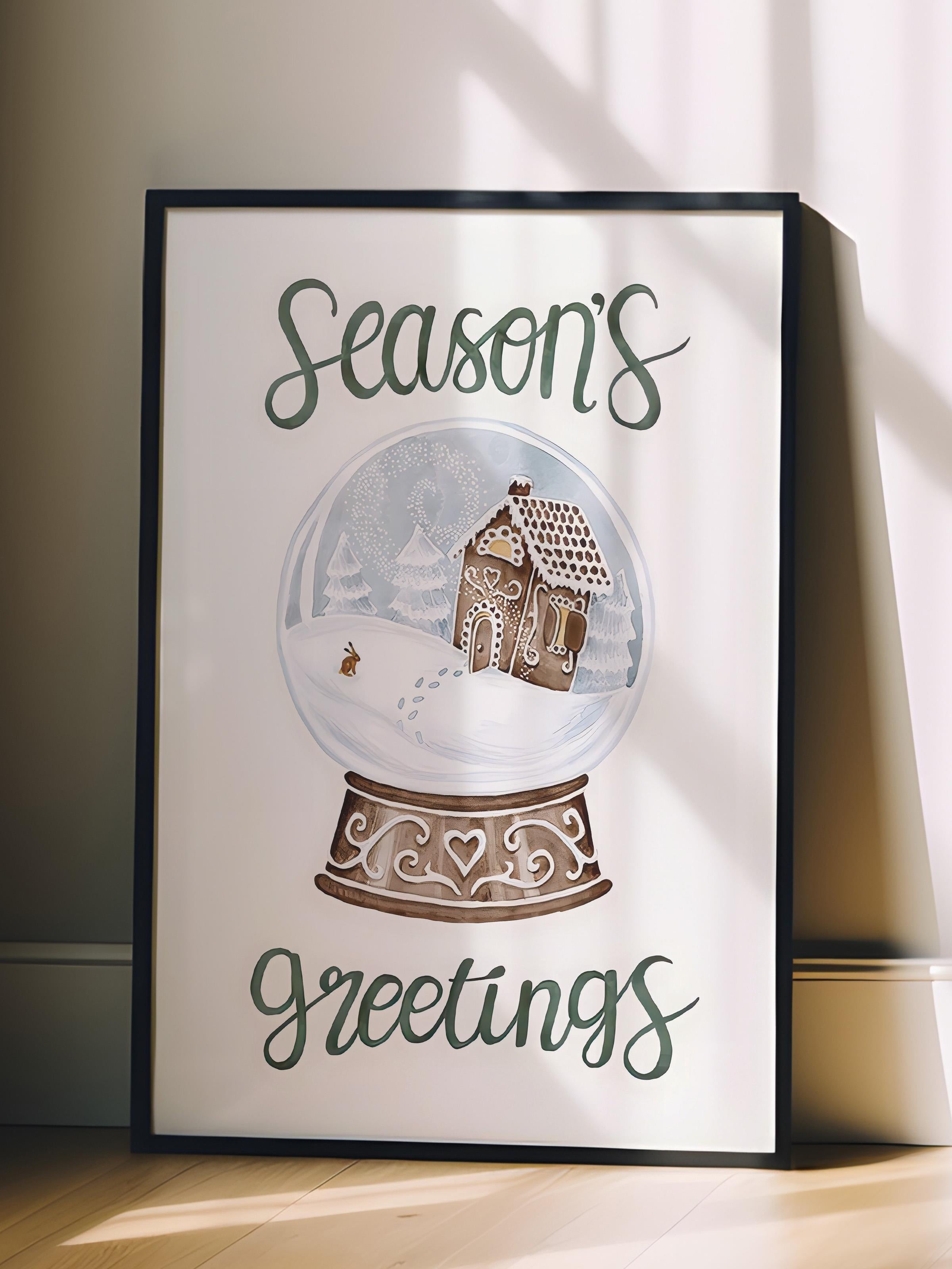 Siyah Çerçeveli Tablo, Çerçeveli Yılbaşı Poster, Yılbaşı Dekoru,Snow Globe Comfort Serisi NO:108638