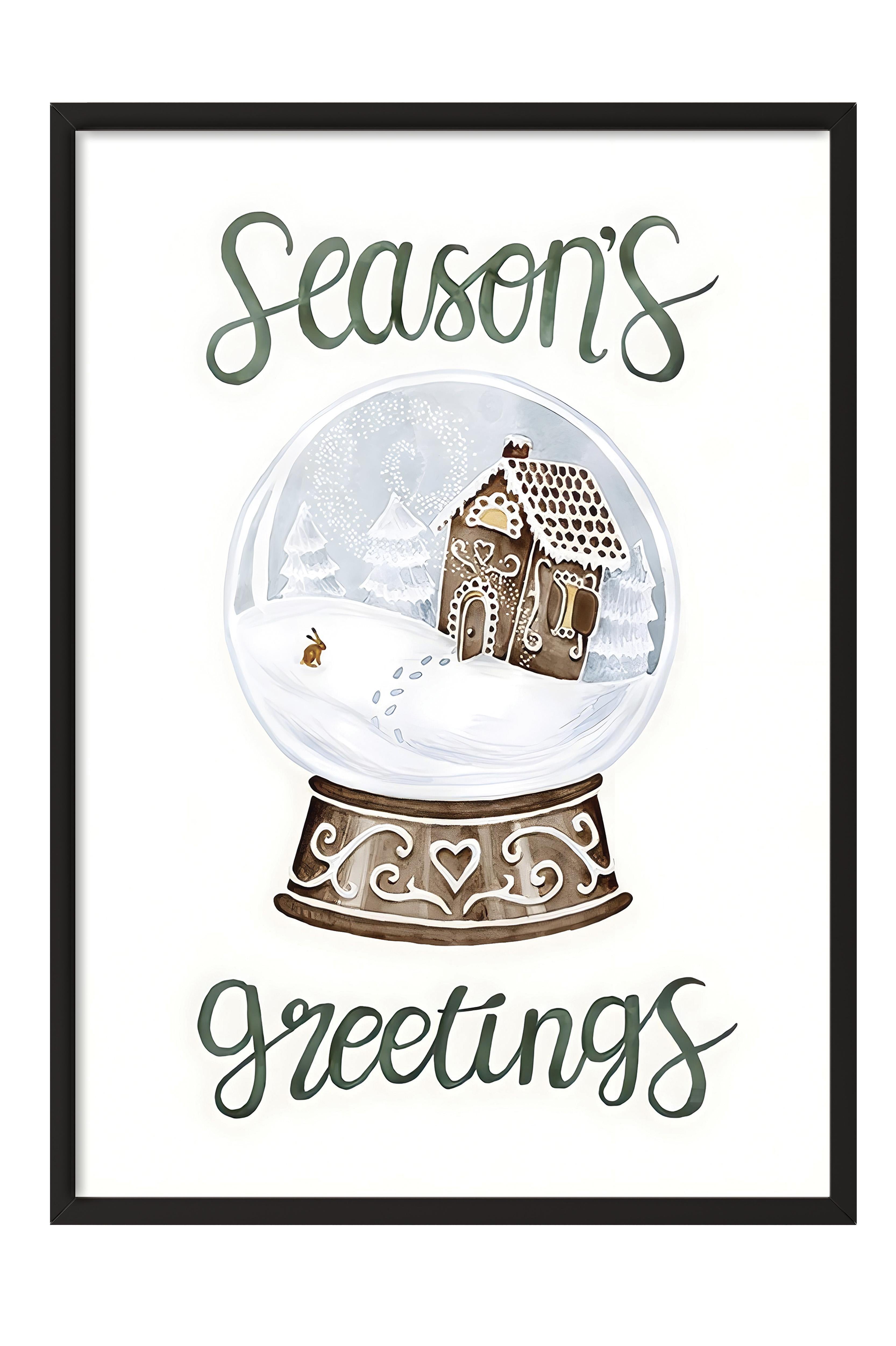 Siyah Çerçeveli Tablo, Çerçeveli Yılbaşı Poster, Yılbaşı Dekoru,Snow Globe Comfort Serisi NO:108638