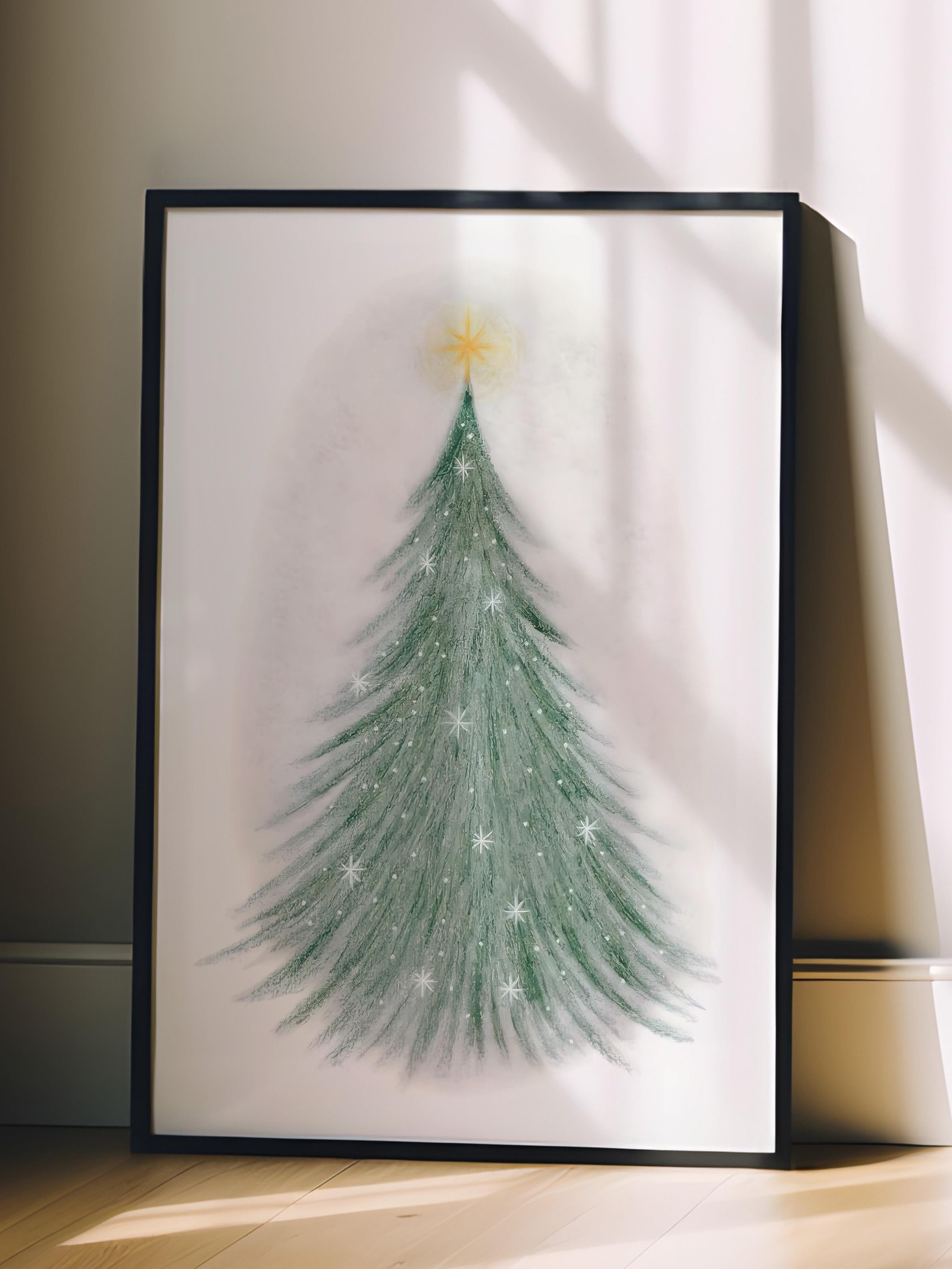 Siyah Çerçeveli Tablo, Çerçeveli Yılbaşı Poster, Sparkling Christmas Tree Comfort Serisi NO:108624