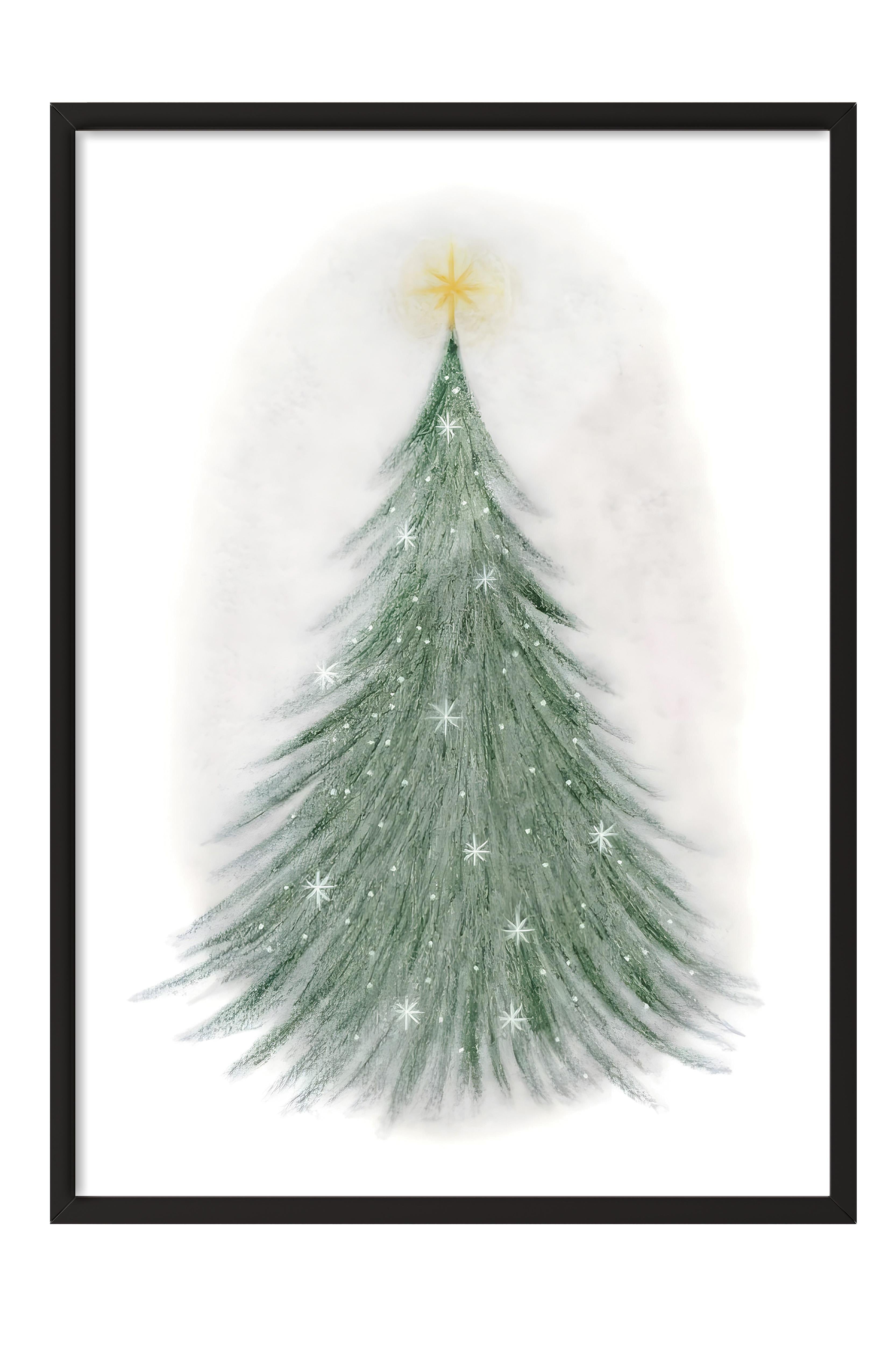 Siyah Çerçeveli Tablo, Çerçeveli Yılbaşı Poster, Sparkling Christmas Tree Comfort Serisi NO:108624