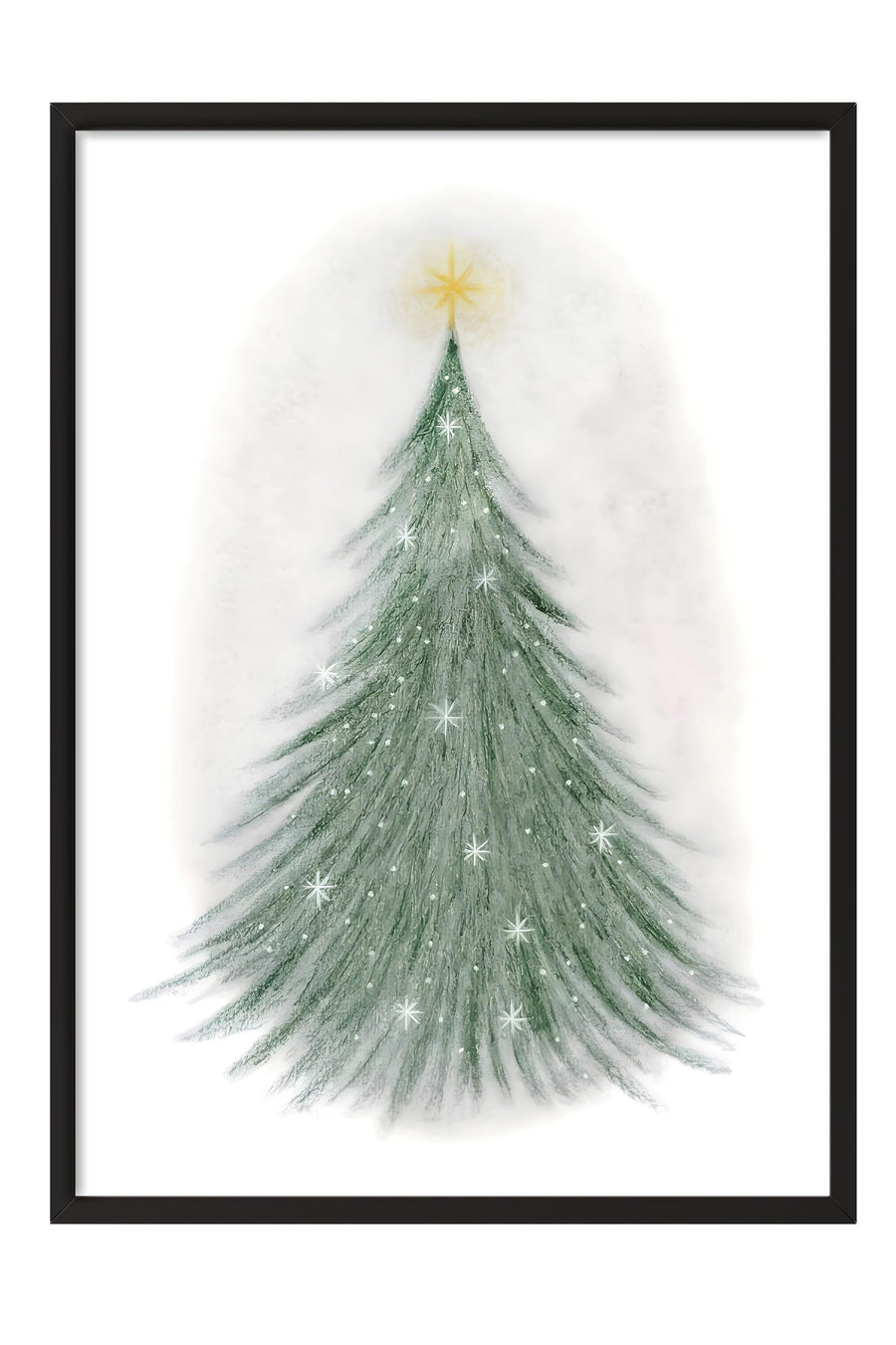 Siyah Çerçeveli Tablo, Çerçeveli Yılbaşı Poster, Sparkling Christmas Tree Comfort Serisi NO:108624