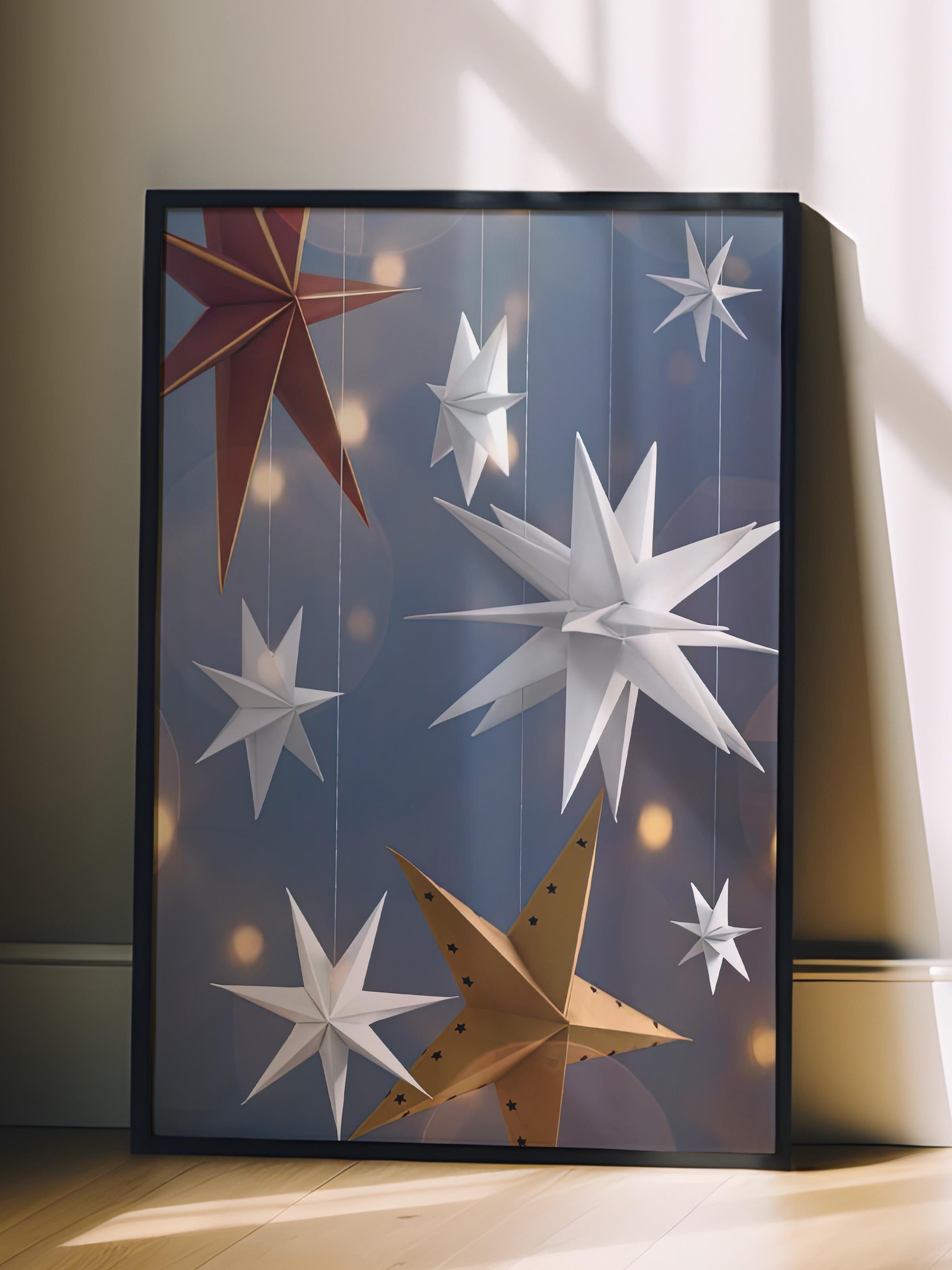 Siyah Çerçeveli Tablo, Yılbaşı Poster, Yılbaşı Dekoru,Stars Aligned Comfort Serisi NO:108662