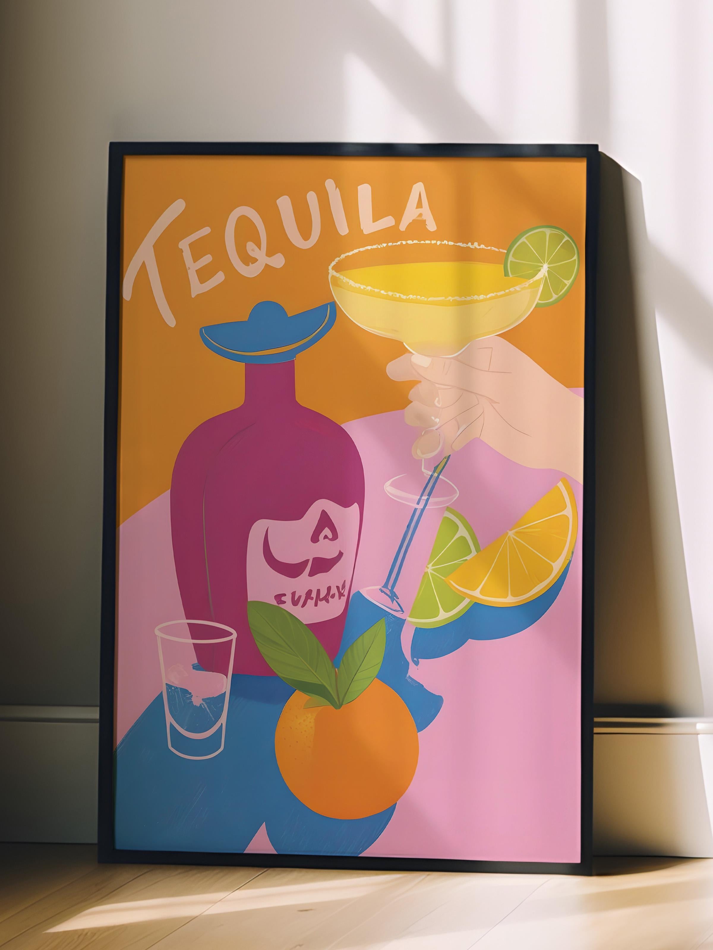 Siyah Çerçeveli Tablo, Poster ve Çerçeve Seti, Tequila Made Me Do It Comfort Serisi NO:108618